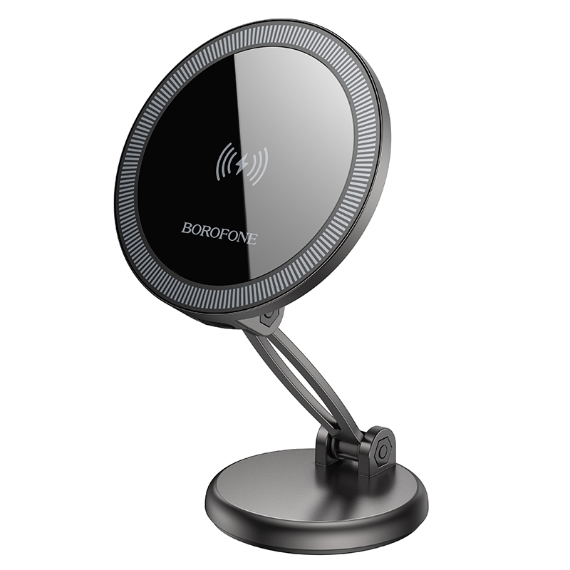 BOROFONE BH218 Star Metal Ring Magnetic Wireless Fast Charging Car Holder(Metal Grey) - Shopkiz.com