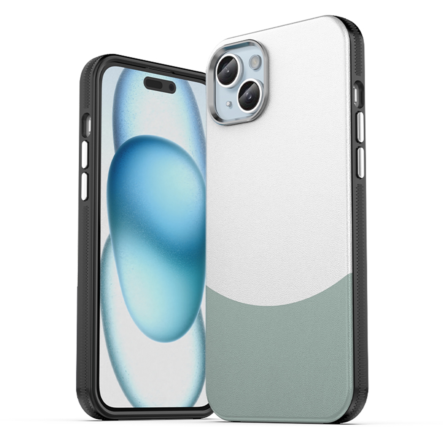 For iPhone 16 Plus Leather Texture MagSafe Magnetic TPU + PC Phone Case(Cyan) - Shopkiz.com