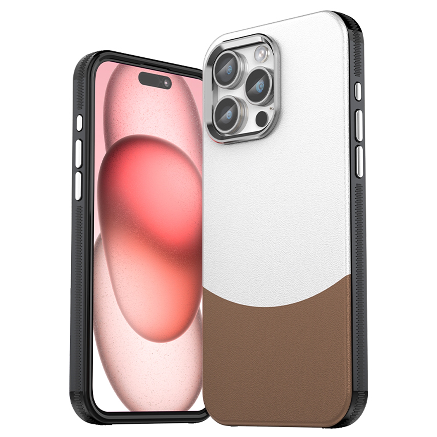 For iPhone 15 Pro Max Leather Texture MagSafe Magnetic TPU + PC Phone Case(Brown) - Shopkiz.com