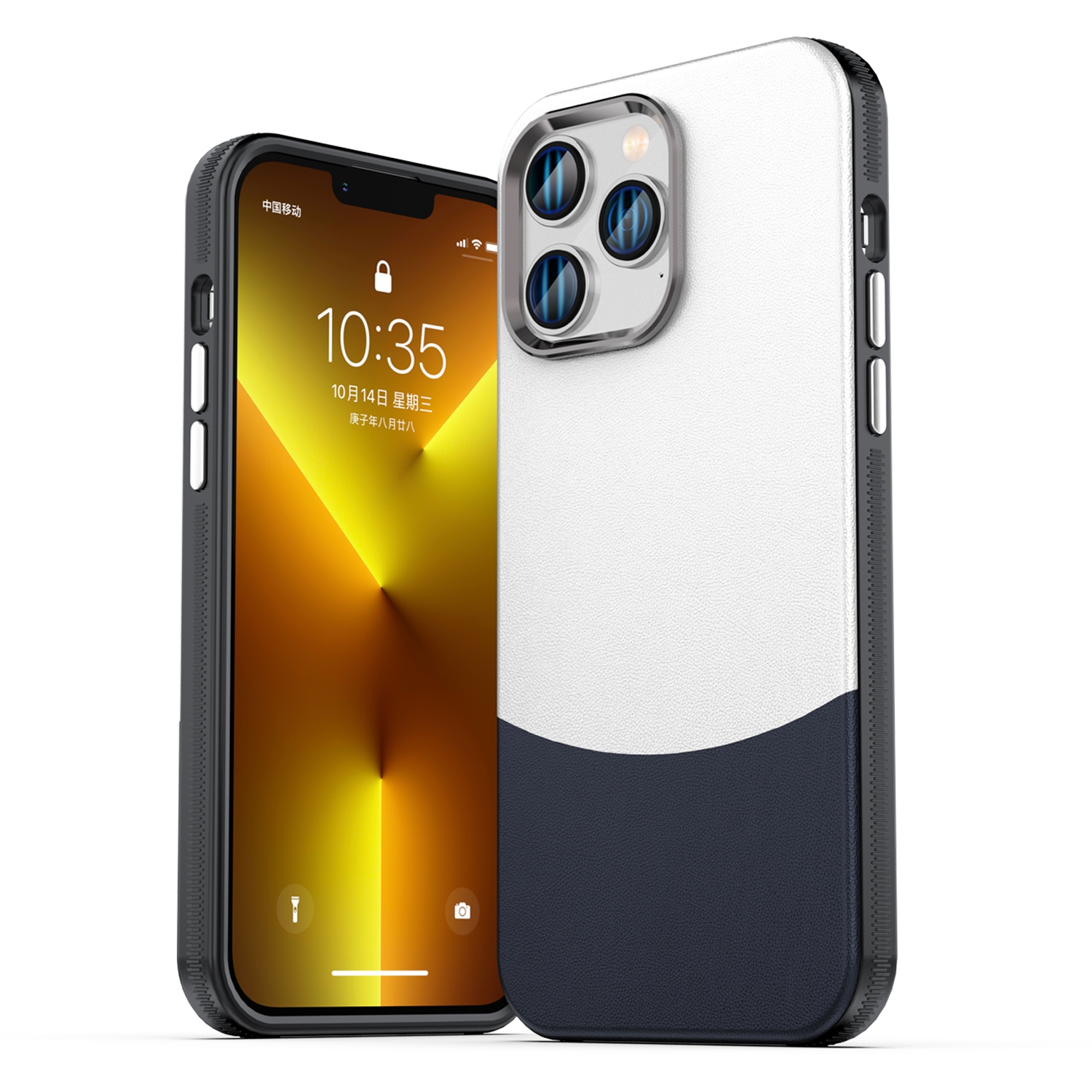 For iPhone 14 Pro Max Leather Texture MagSafe Magnetic TPU + PC Phone Case(Dark Blue) - Shopkiz.com