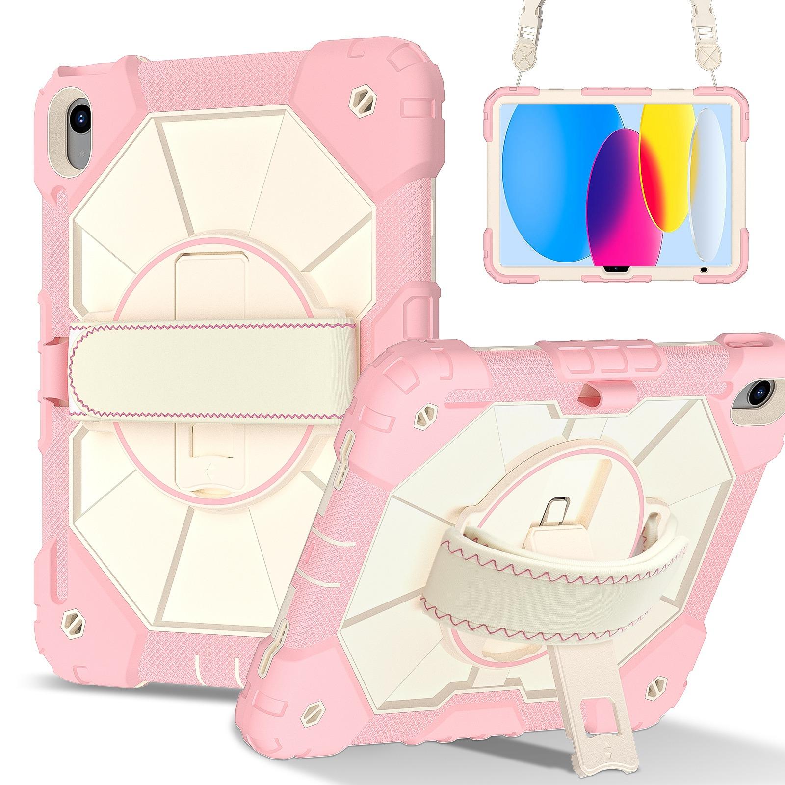 For iPad 2025 / 2022 Contrast Color Robot Silicone Hybrid PC Tablet Case(Rose Gold Beige) - Shopkiz.com