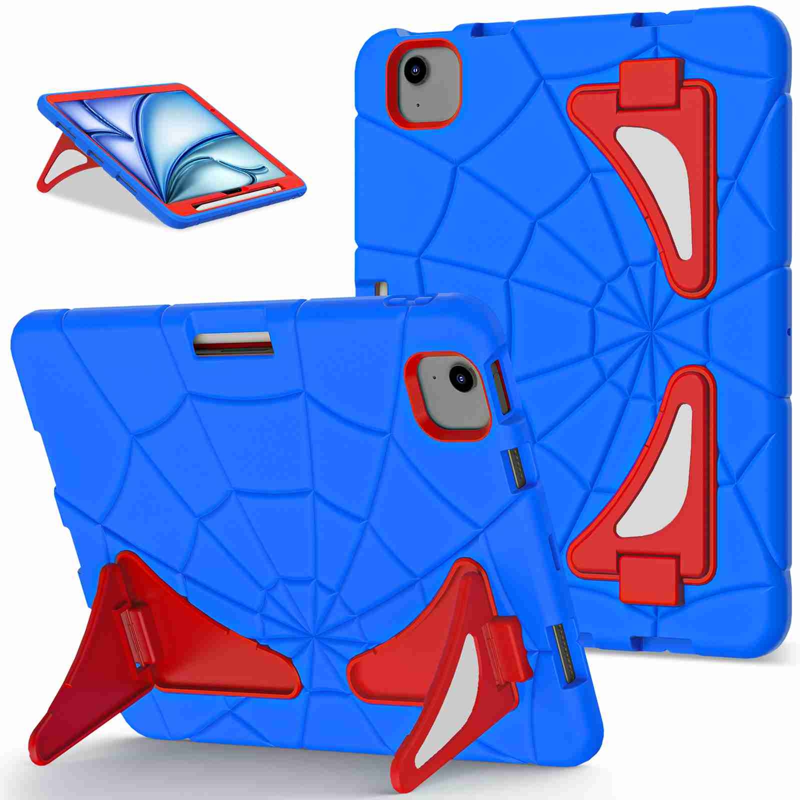 For iPad Air 11 2026 / 2025 / 2024 Silicone + PC Shockproof Protective Tablet Case(Blue Red) - Shopkiz.com