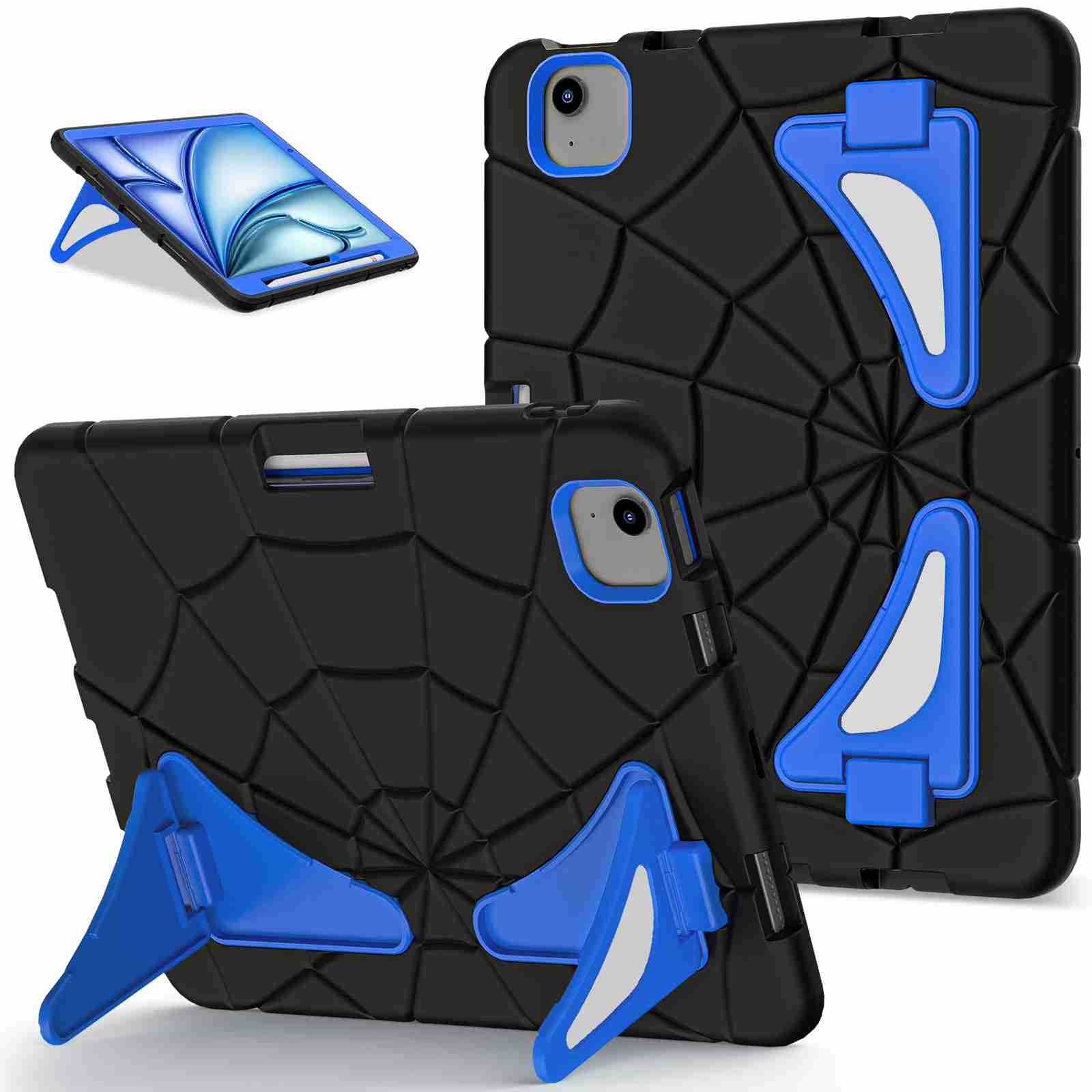 For iPad Air 11 2026 / 2025 / 2024 Silicone + PC Shockproof Protective Tablet Case(Black Blue) - Shopkiz.com