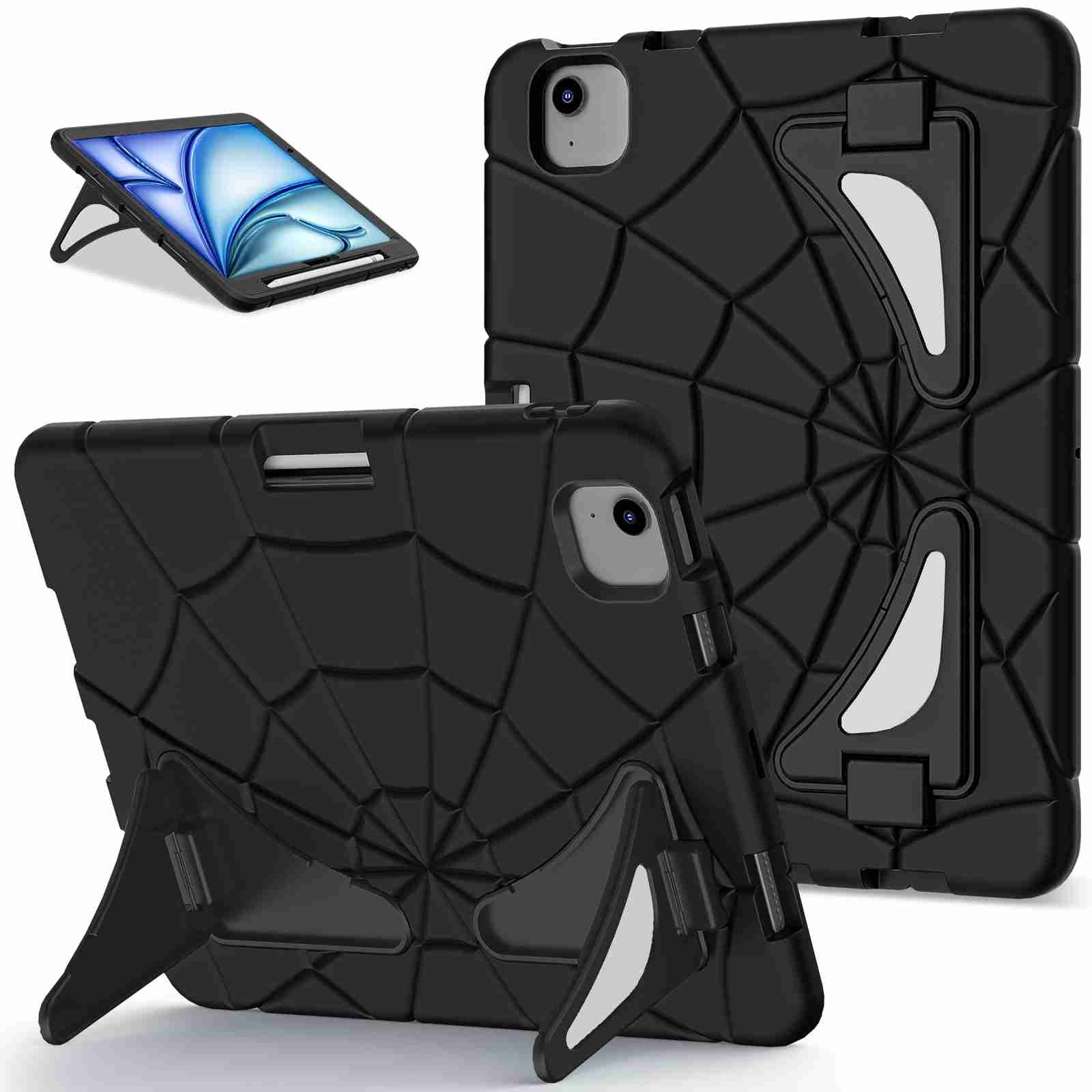 For iPad Air 11 2026 / 2025 / 2024 Silicone + PC Shockproof Protective Tablet Case(Black) - Shopkiz.com