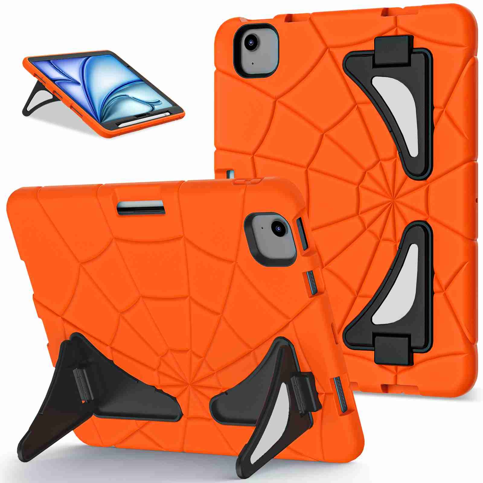 For iPad Air 11 2026 / 2025 / 2024 Silicone + PC Shockproof Protective Tablet Case(Orange Black) - Shopkiz.com