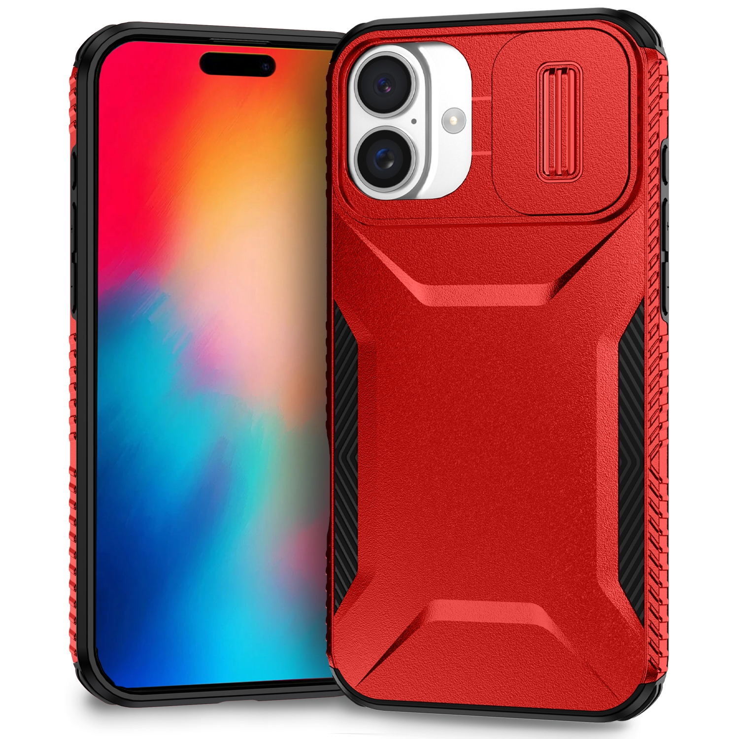 For iPhone 16 Plus Sliding Camshield Phone Case(Red) - Shopkiz.com