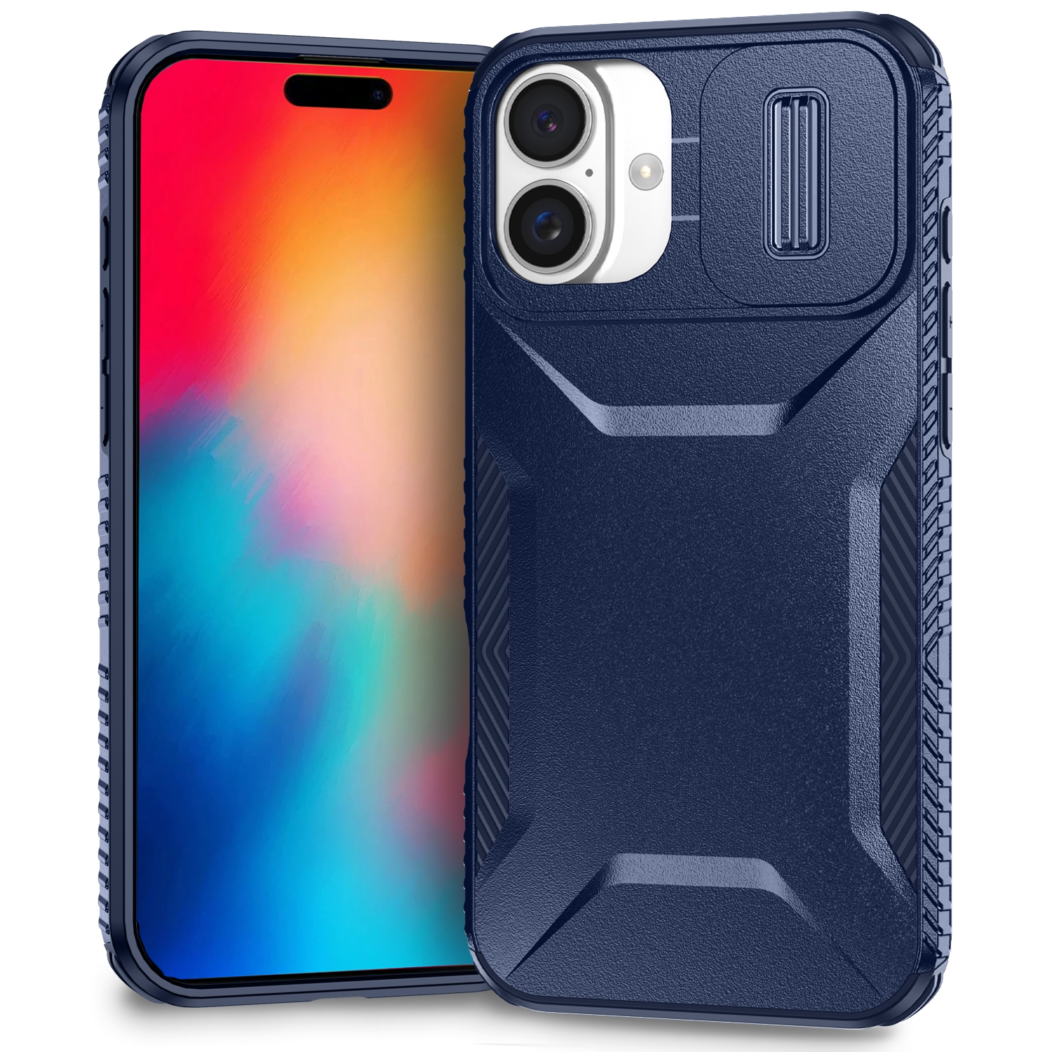 For iPhone 16 Plus Sliding Camshield Phone Case(Blue) - Shopkiz.com
