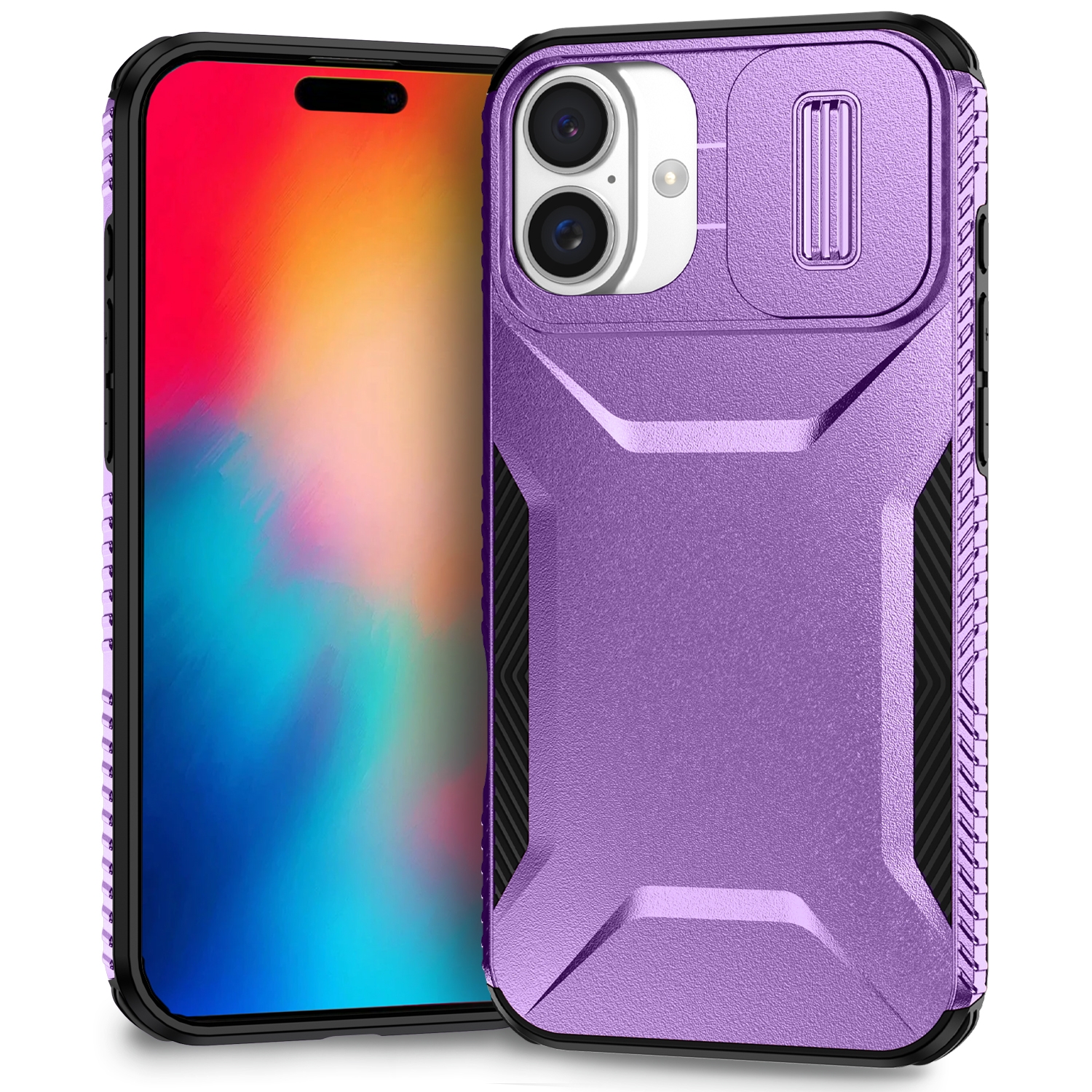 For iPhone 16 Plus Sliding Camshield Phone Case(Purple) - Shopkiz.com