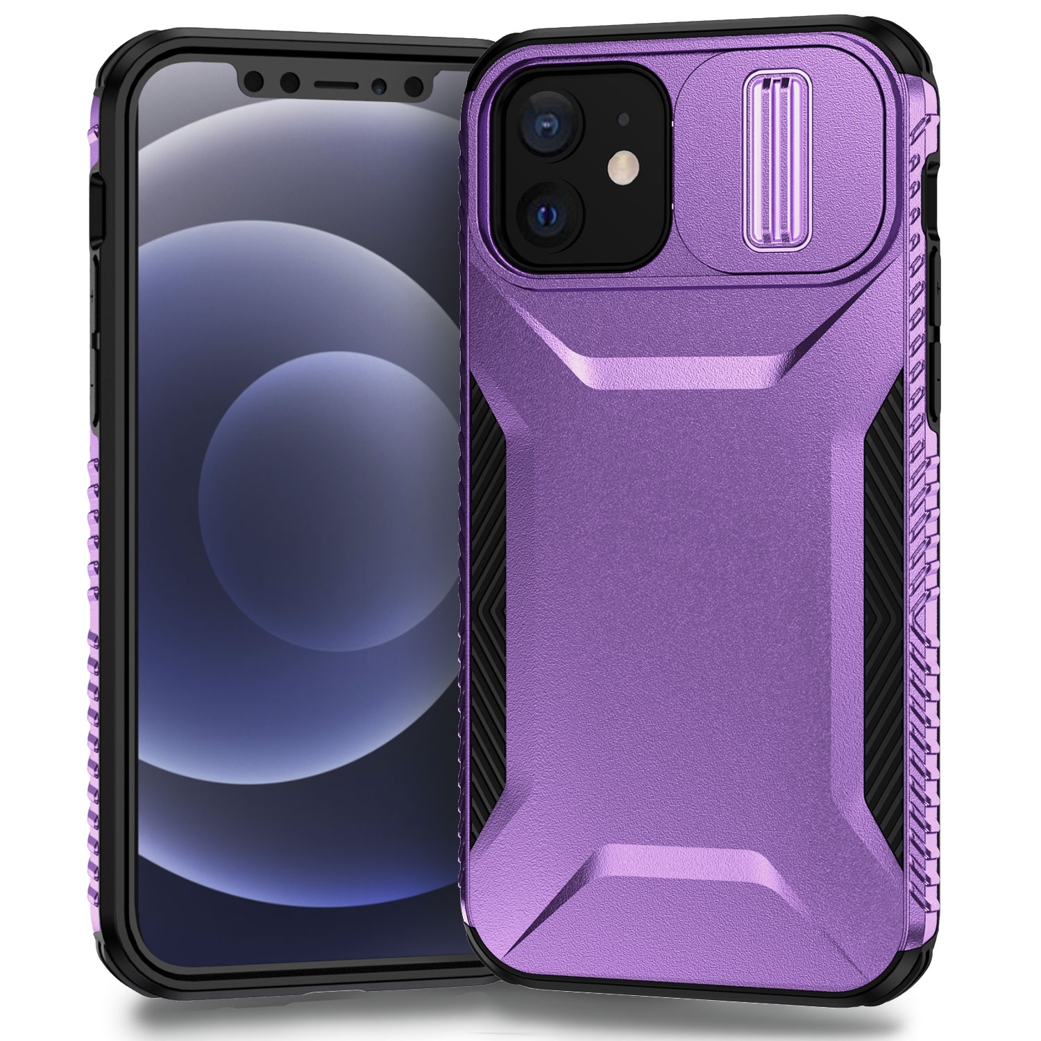 For iPhone 12 Sliding Camshield Phone Case(Purple) - Shopkiz.com