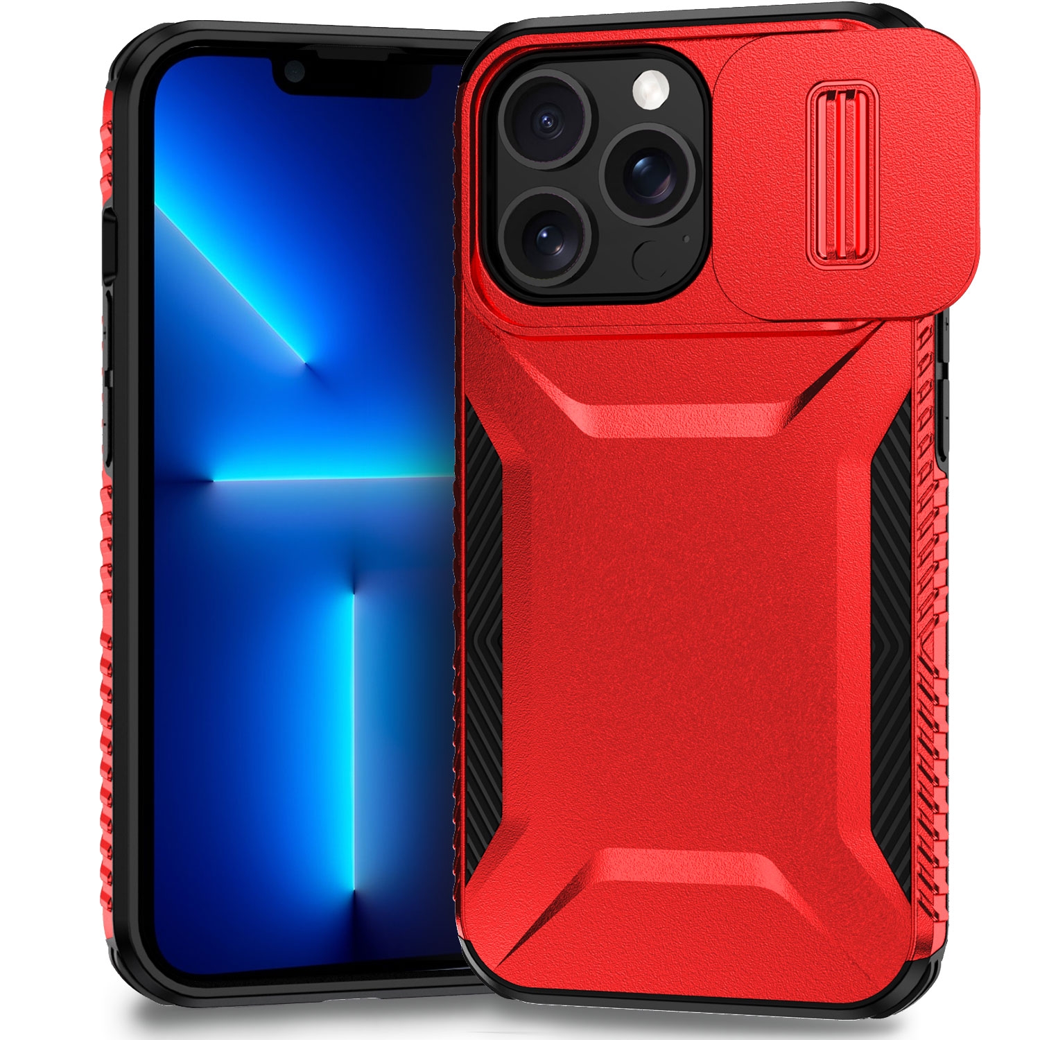 For iPhone 13 Pro Sliding Camshield Phone Case(Red) - Shopkiz.com