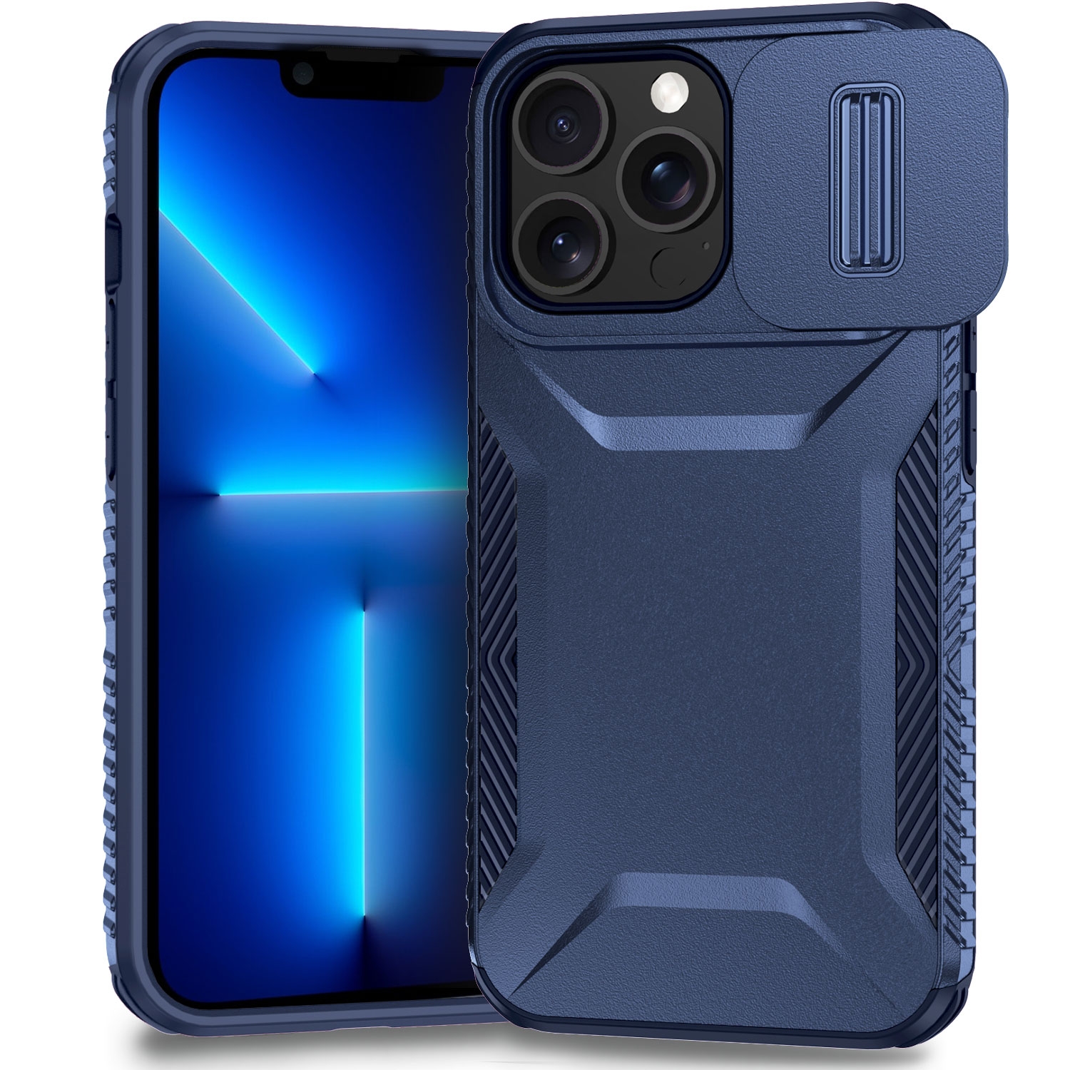 For iPhone 13 Pro Max Sliding Camshield Phone Case(Blue) - Shopkiz.com