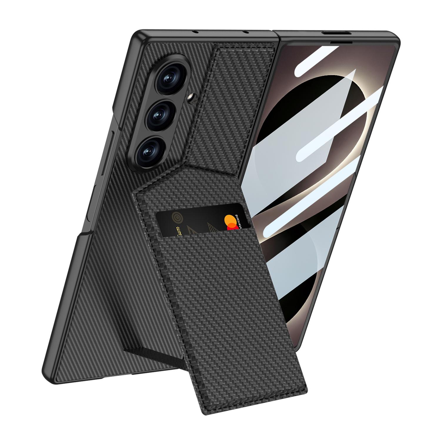 For Galaxy Z Fold8 Ultra 5G GKK Integrated Rotor Bracket Recessed Card Bag Phone Case(Carbon Fibre Texture) - Shopkiz.com