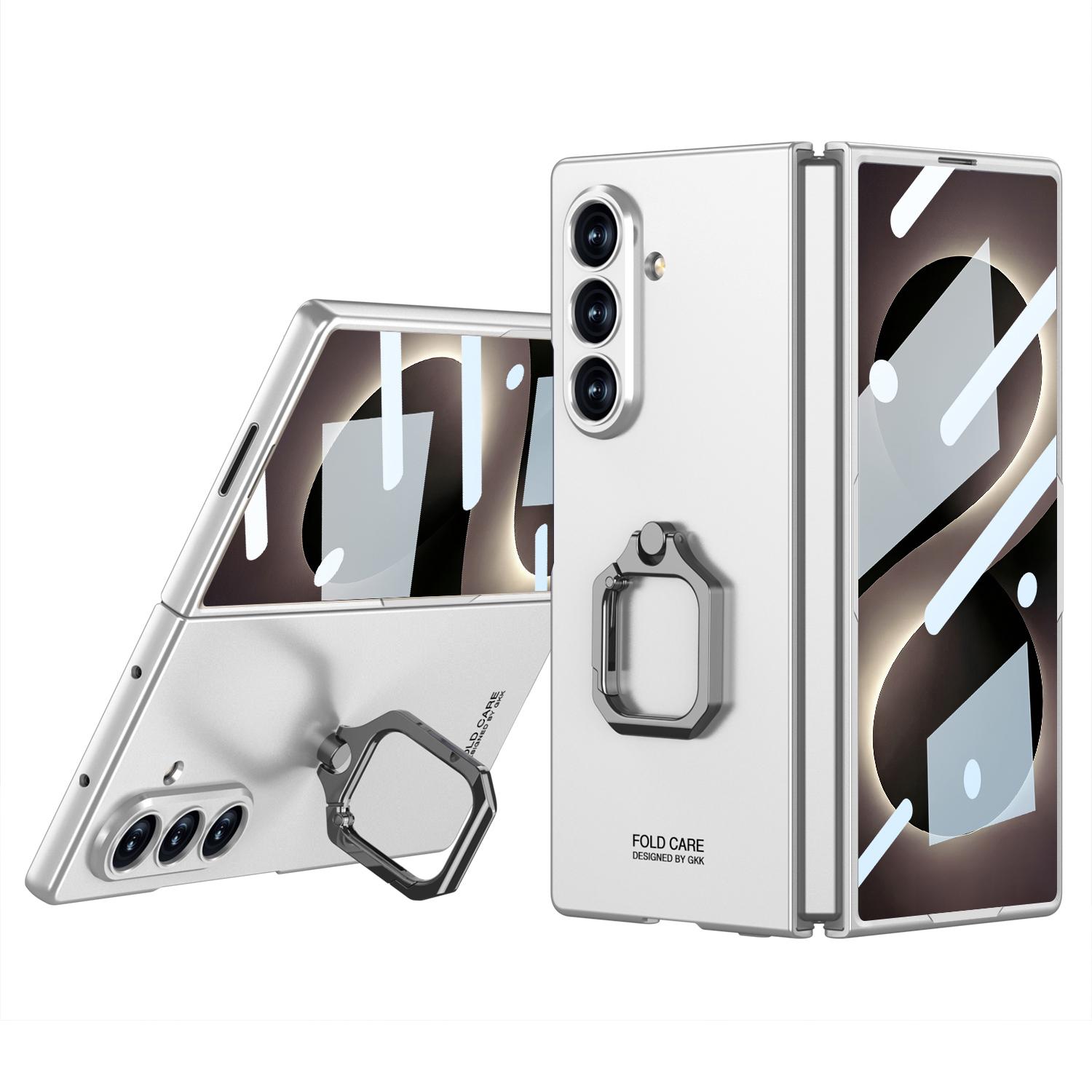 For Galaxy Z Fold8 Ultra 5G GKK Integrated Accurate Hole Ultra-thin Square Ring Holder Phone Case(Silver) - Shopkiz.com