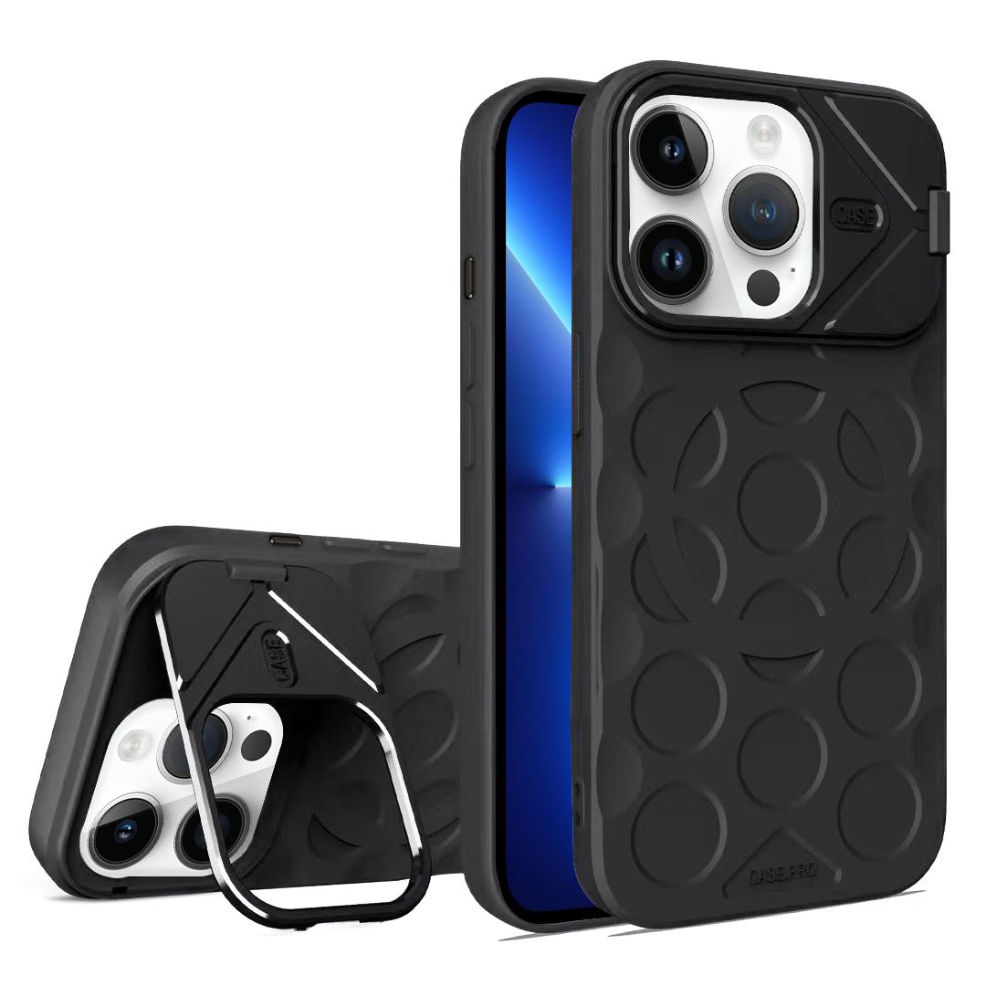 For iPhone 13 Pro Lens Frame Holder MagSafe PC Hybrid TPU Phone Case(Black) - Shopkiz.com