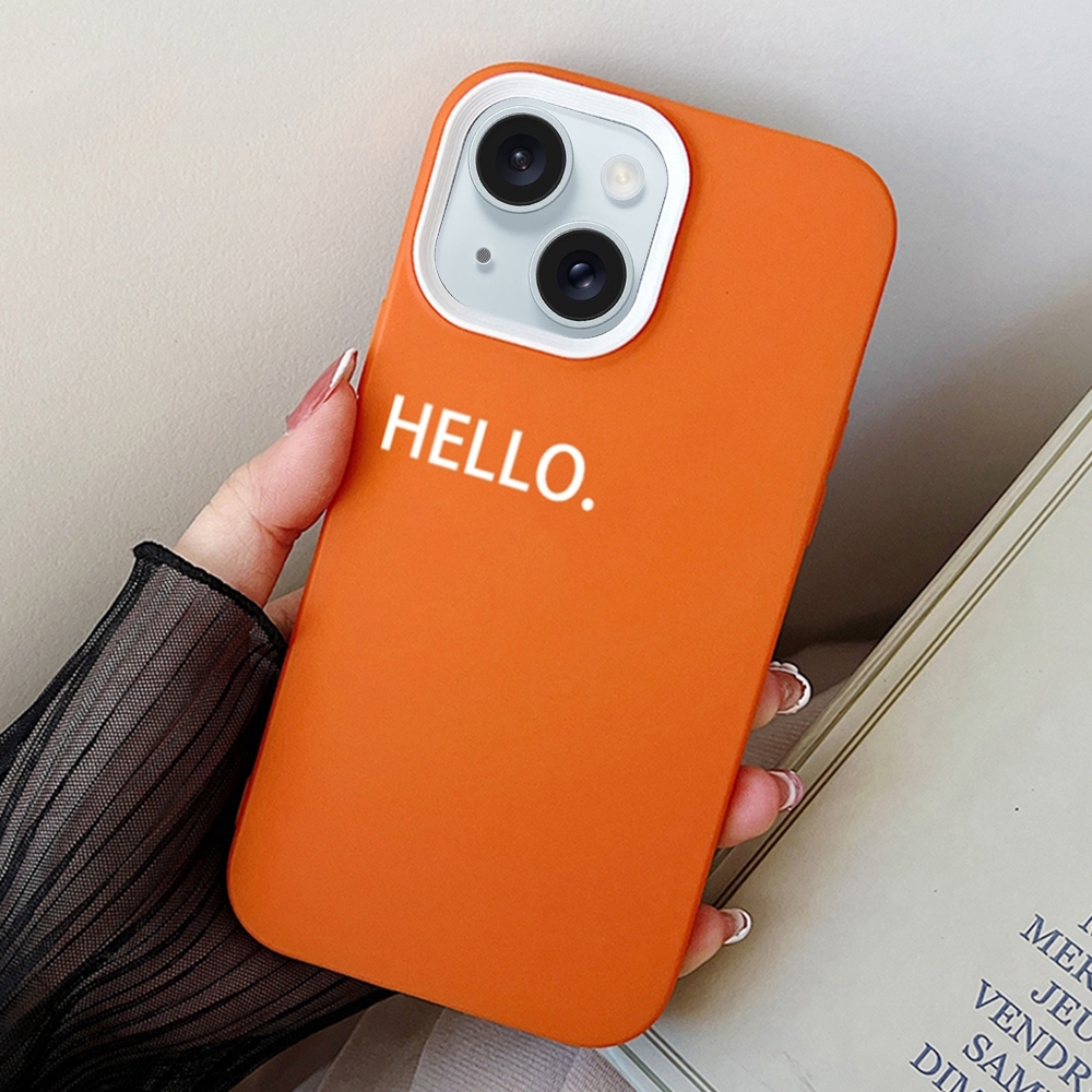 For iPhone 15 Plus HELLO Word PC Hybrid TPU Phone Case(Orange) - Shopkiz.com
