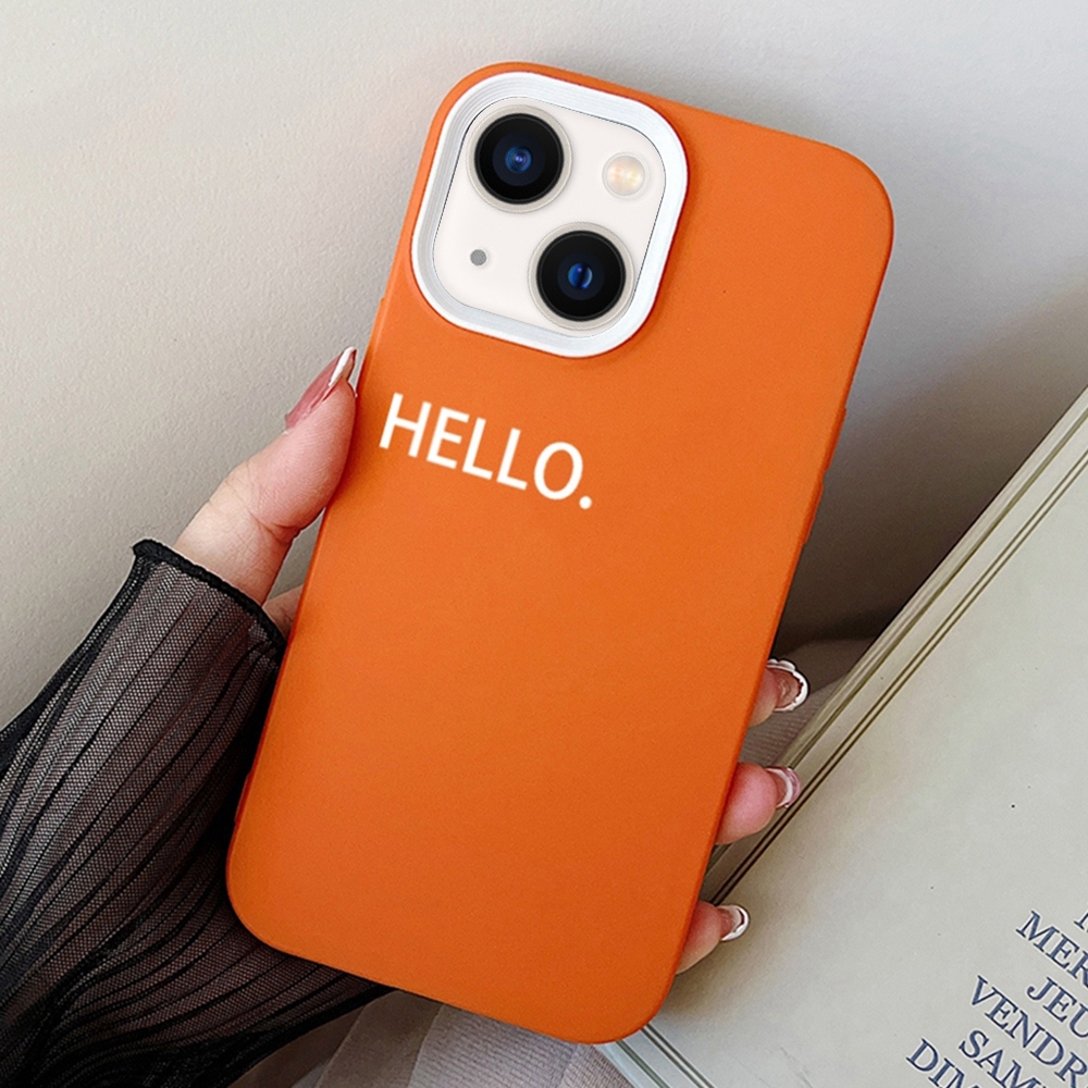 For iPhone 14 Plus HELLO Word PC Hybrid TPU Phone Case(Orange) - Shopkiz.com