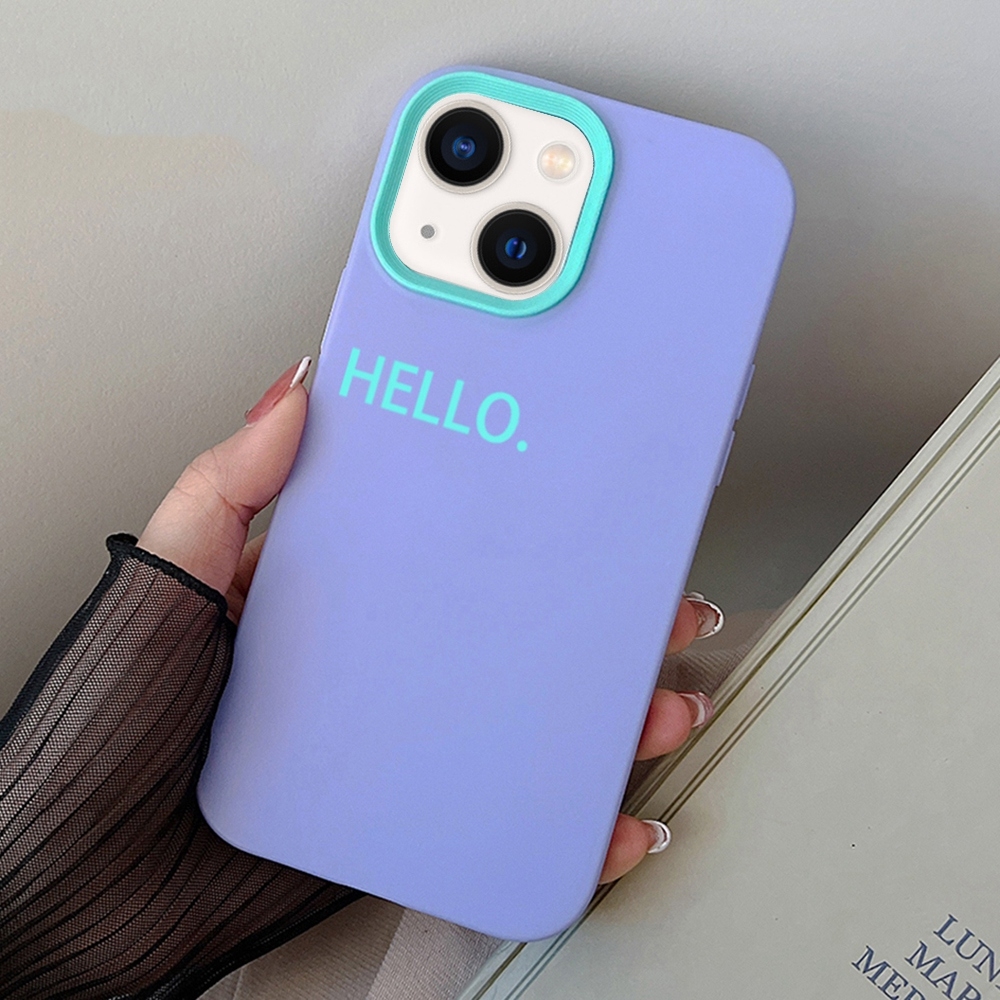 For iPhone 14 Plus HELLO Word PC Hybrid TPU Phone Case(Purple) - Shopkiz.com