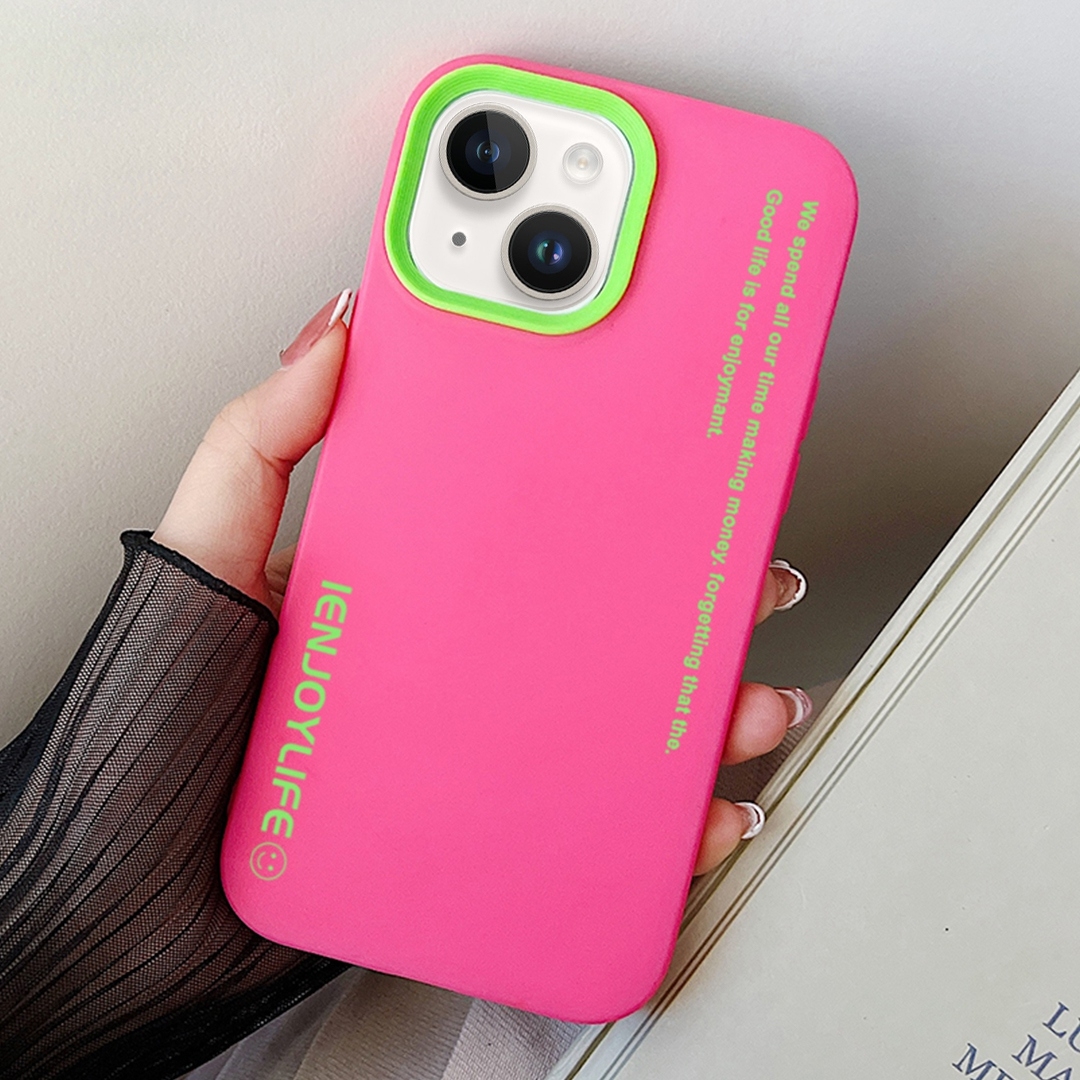 For iPhone 15 Simple Words PC Hybrid TPU Phone Case(Rose Red) - Shopkiz.com