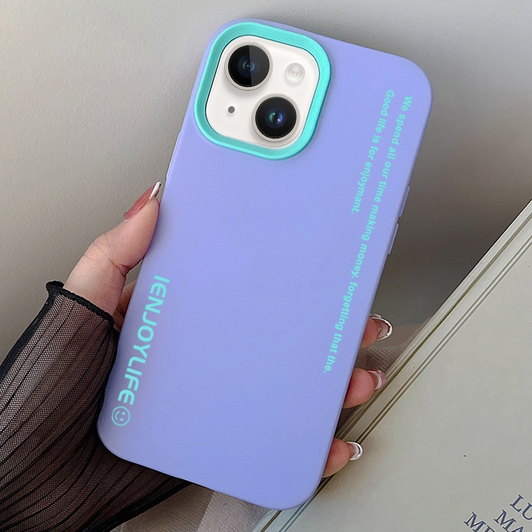 For iPhone 14 Plus Simple Words PC Hybrid TPU Phone Case(Purple) - Shopkiz.com