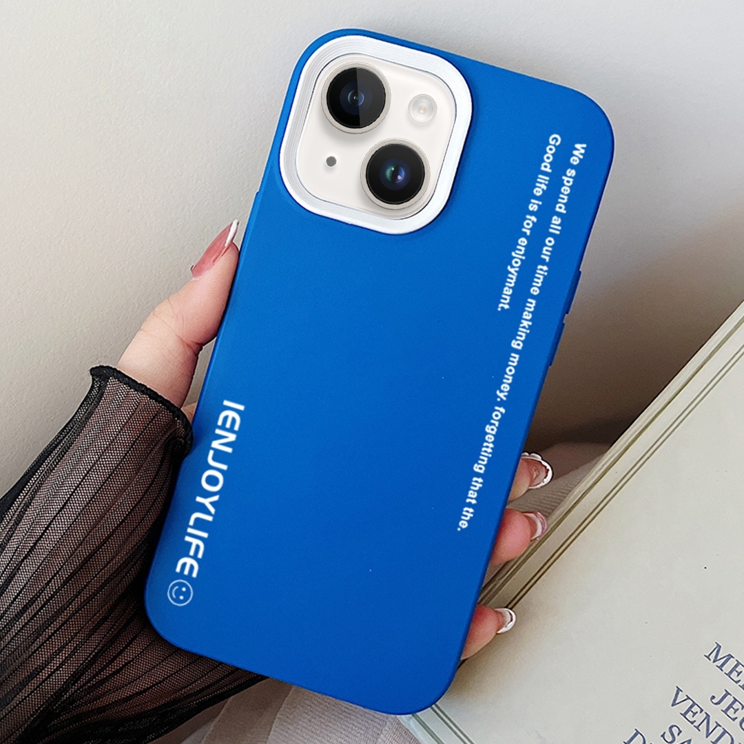 For iPhone 14 Simple Words PC Hybrid TPU Phone Case(Blue) - Shopkiz.com