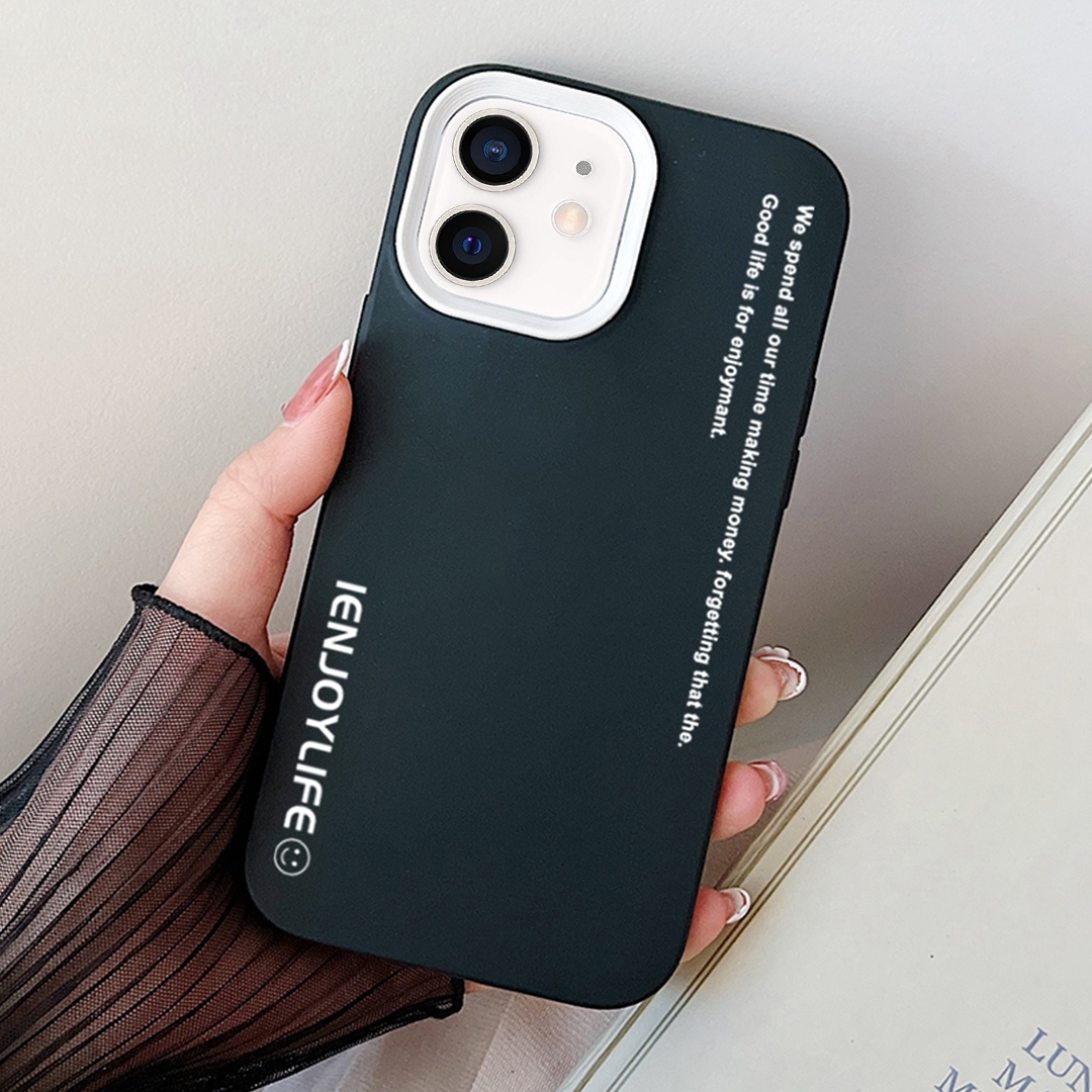 For iPhone 12 / 12 Pro Simple Words PC Hybrid TPU Phone Case(Black) - Shopkiz.com