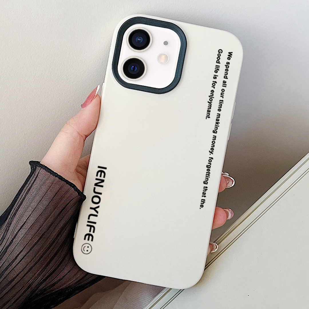 For iPhone 12 / 12 Pro Simple Words PC Hybrid TPU Phone Case(White) - Shopkiz.com