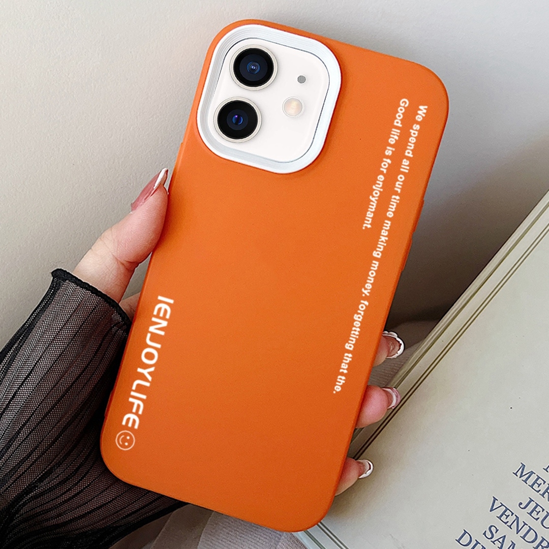 For iPhone 12 mini Simple Words PC Hybrid TPU Phone Case(Orange) - Shopkiz.com