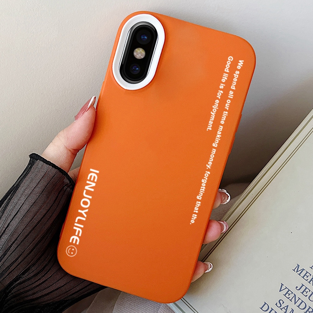 For iPhone XS Max Simple Words PC Hybrid TPU Phone Case(Orange) - Shopkiz.com