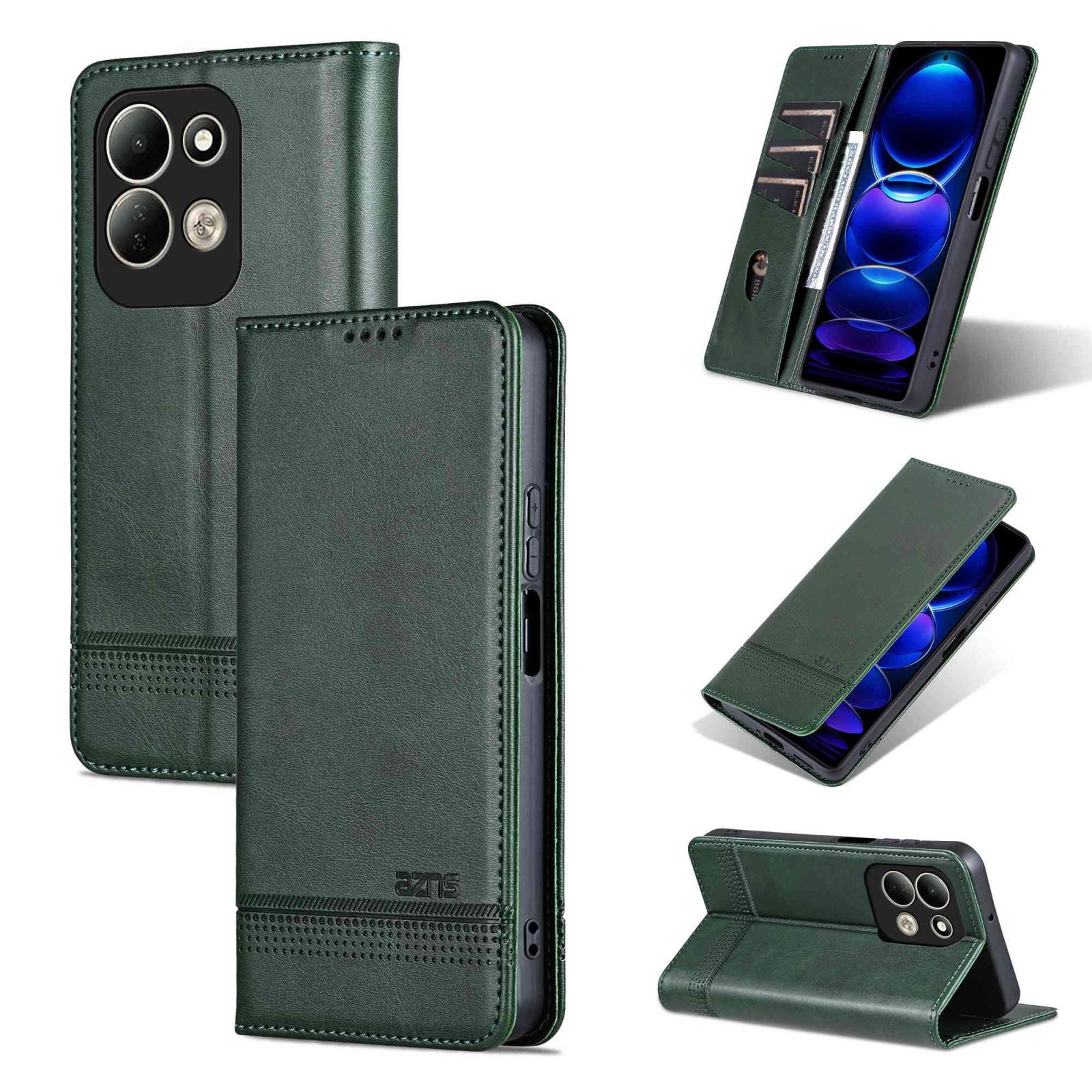 For Redmi 17 5G Global 170mm AZNS Magnetic Calf Texture Flip Leather Phone Case(Dark Green) - Shopkiz.com