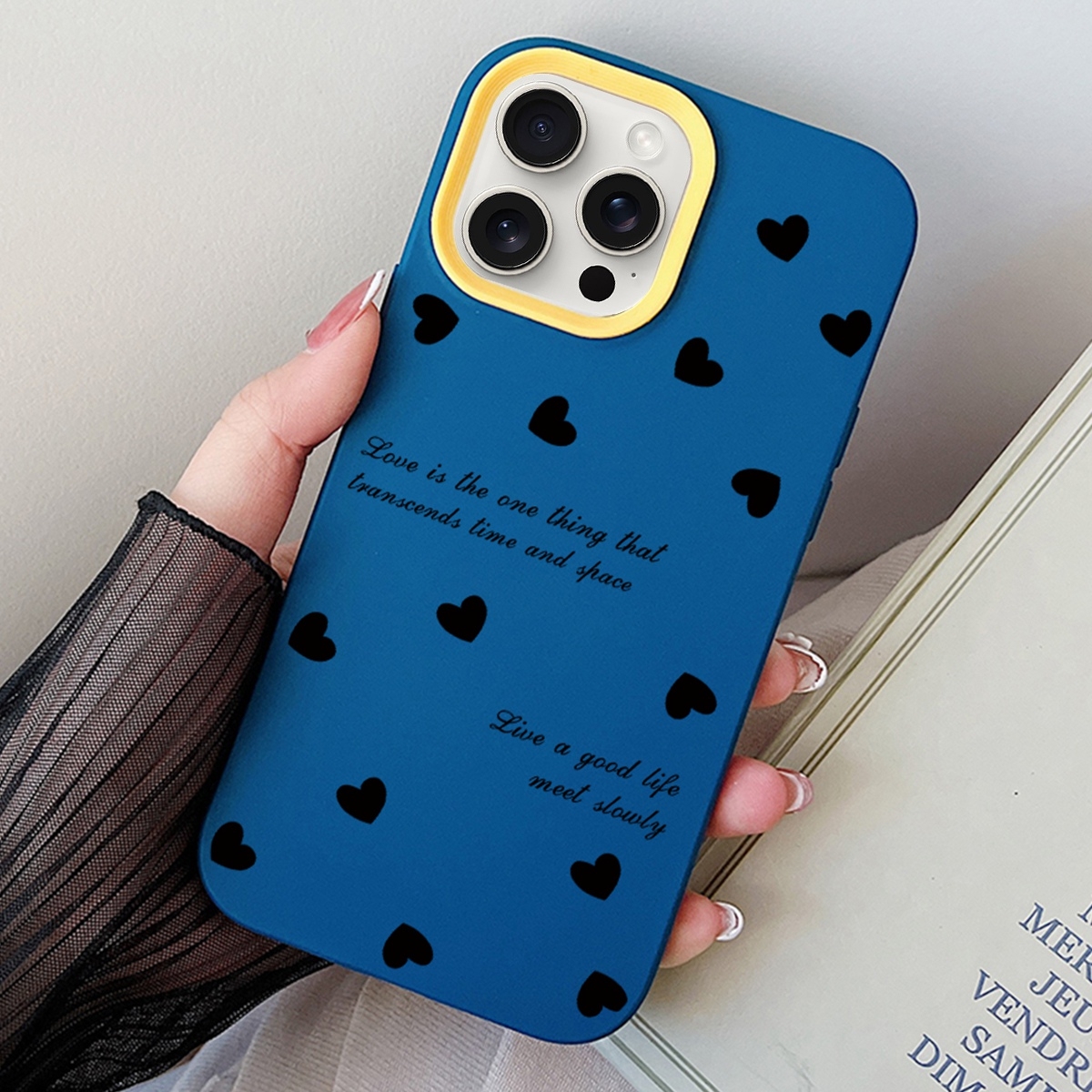 For iPhone 15 Pro Love Hearts PC Hybrid TPU Phone Case(Royal Blue) - Shopkiz.com