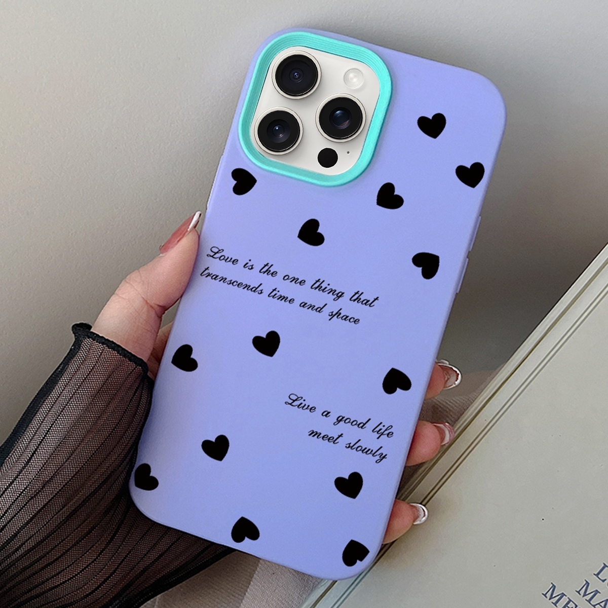 For iPhone 15 Pro Love Hearts PC Hybrid TPU Phone Case(Purple) - Shopkiz.com