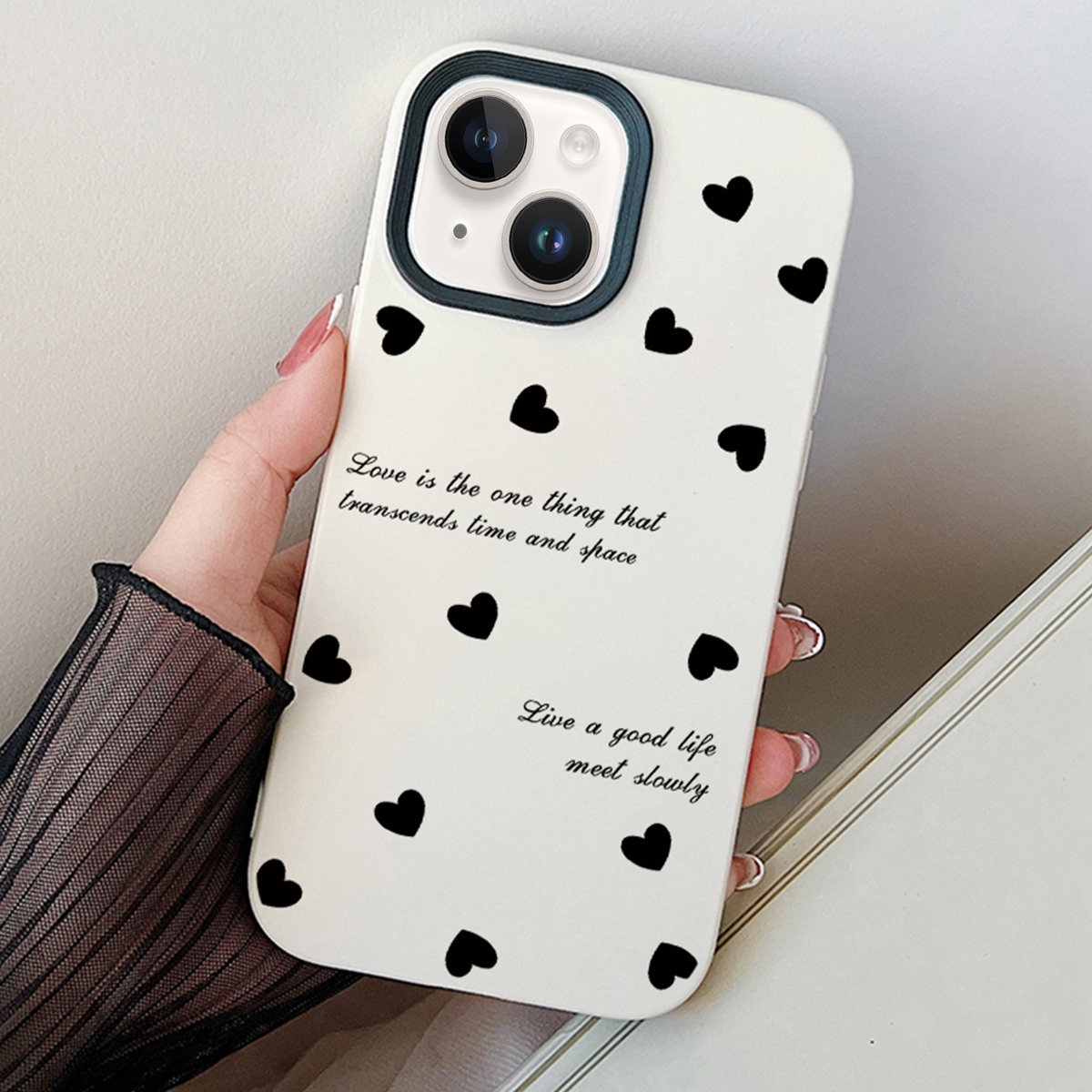 For iPhone 13 Love Hearts PC Hybrid TPU Phone Case(White) - Shopkiz.com