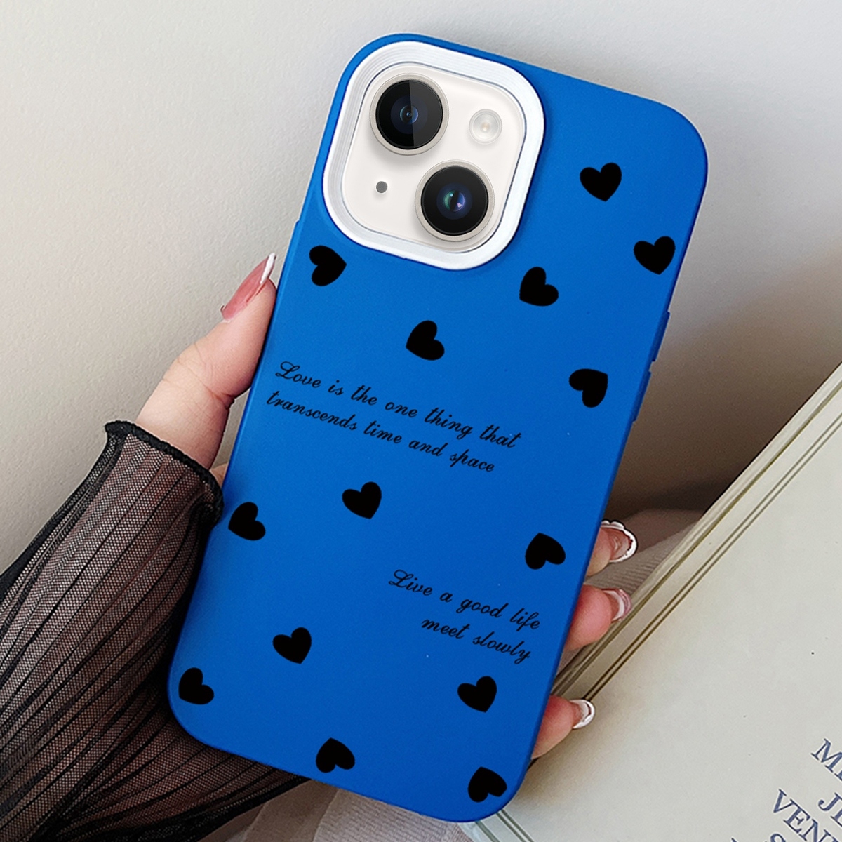 For iPhone 13 mini Love Hearts PC Hybrid TPU Phone Case(Blue) - Shopkiz.com