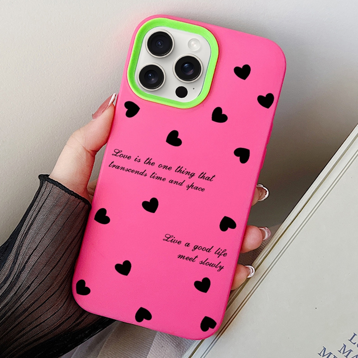 For iPhone 11 Pro Max Love Hearts PC Hybrid TPU Phone Case(Rose Red) - Shopkiz.com