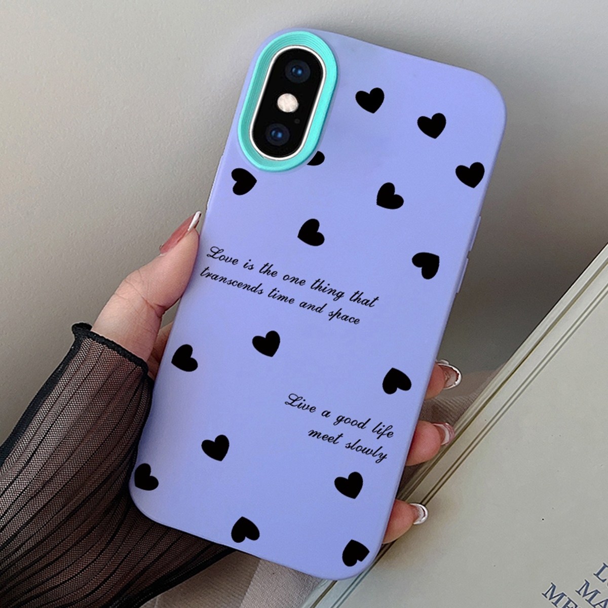 For iPhone XS Max Love Hearts PC Hybrid TPU Phone Case(Purple) - Shopkiz.com
