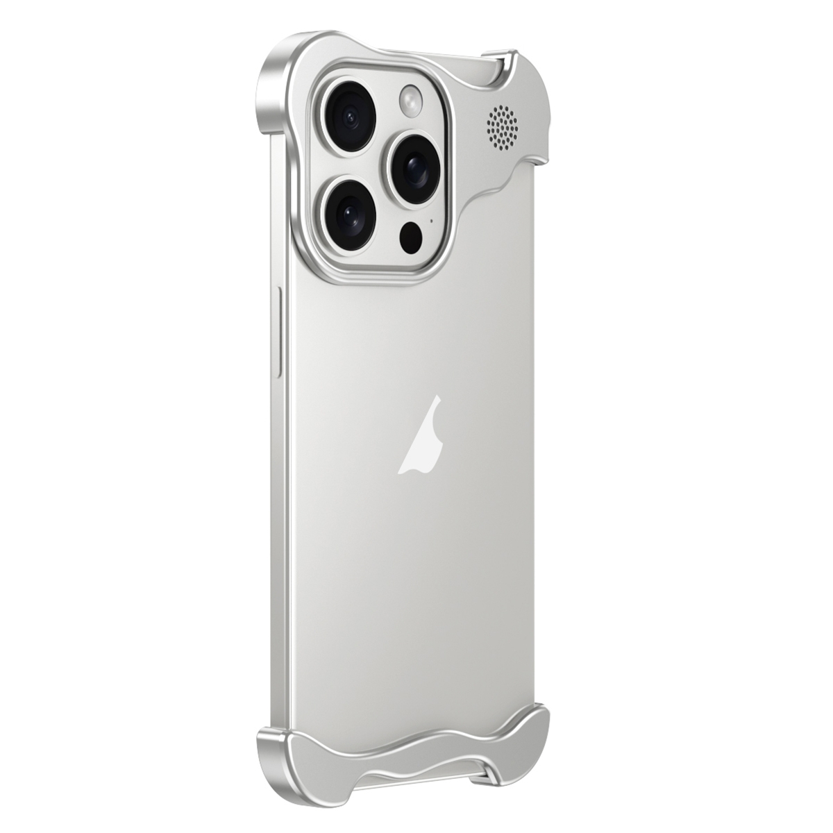 For iPhone 15 Pro Aromatherapy Alloy Frameless Phone Case(Silver) - Shopkiz.com