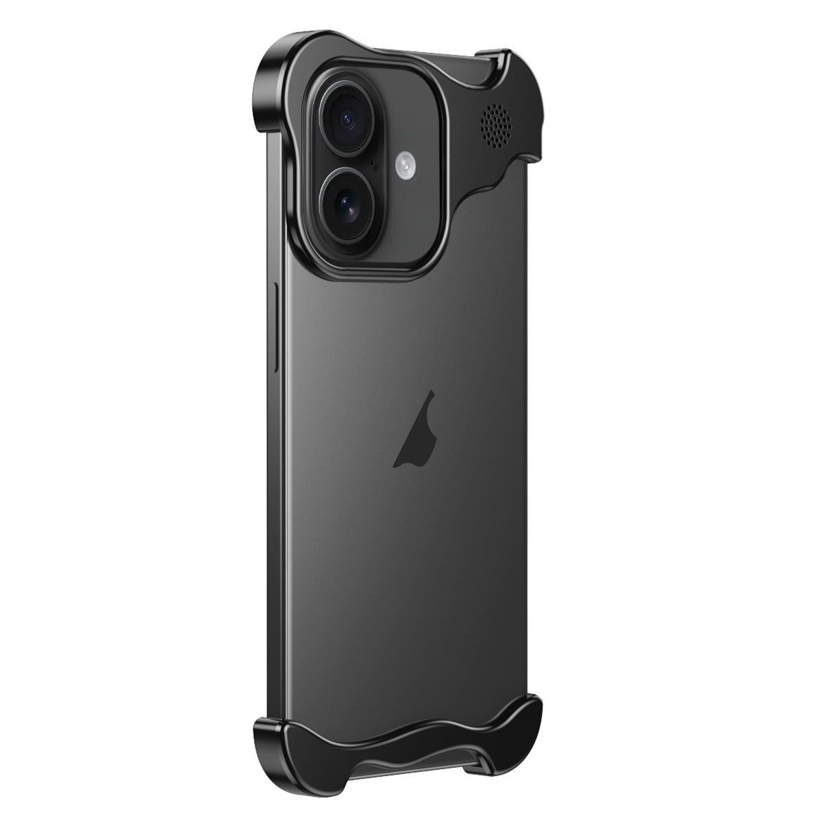 For iPhone 16 Aromatherapy Alloy Frameless Phone Case(Black) - Shopkiz.com