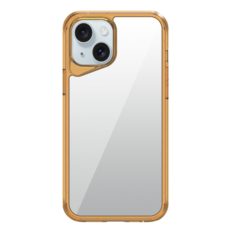 For iPhone 15 Ice Transparent Series TPU + PC + Acrylic Hybrid Phone Case(Orange) - Shopkiz.com
