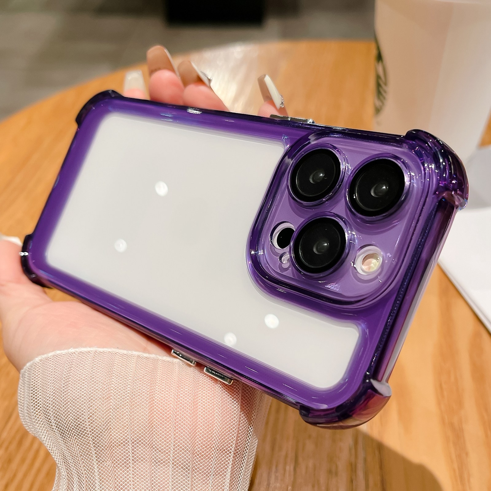 For iPhone 12 Pro Clear Acrylic + TPU Shockproof Phone Case(Purple) - Shopkiz.com