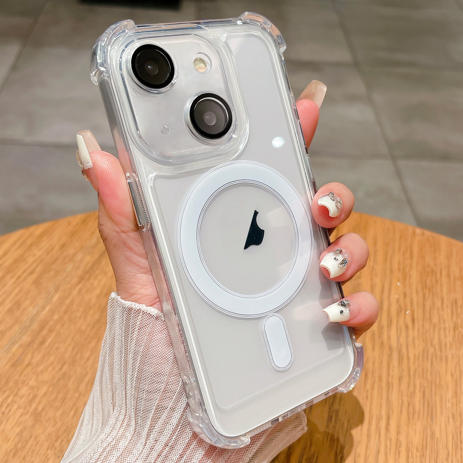 For iPhone 15 Plus Clear Acrylic + TPU MagSafe Magnetic Phone Case(Transparent) - Shopkiz.com