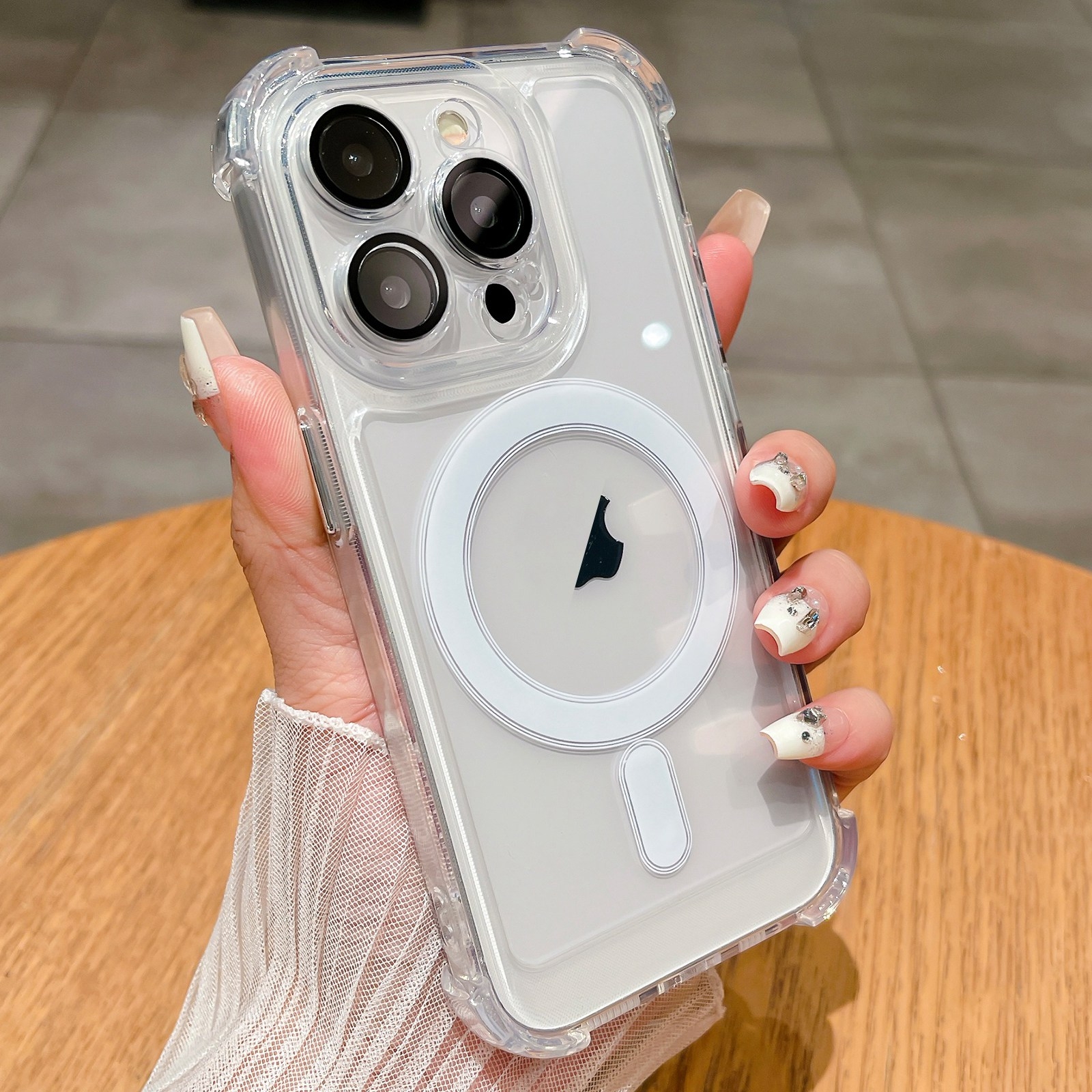 For iPhone 14 Pro Max Clear Acrylic + TPU MagSafe Magnetic Phone Case(Transparent) - Shopkiz.com