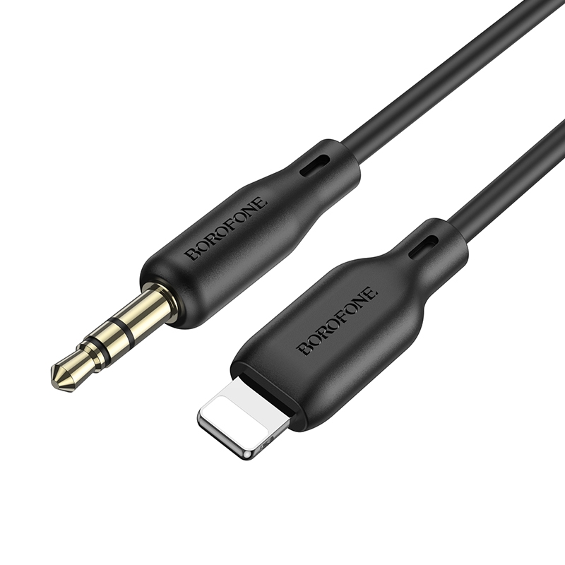 Borofone BL18 AUX Silicone Audio Cable, 3.5mm to 8 Pin Cable(Black) - Shopkiz.com