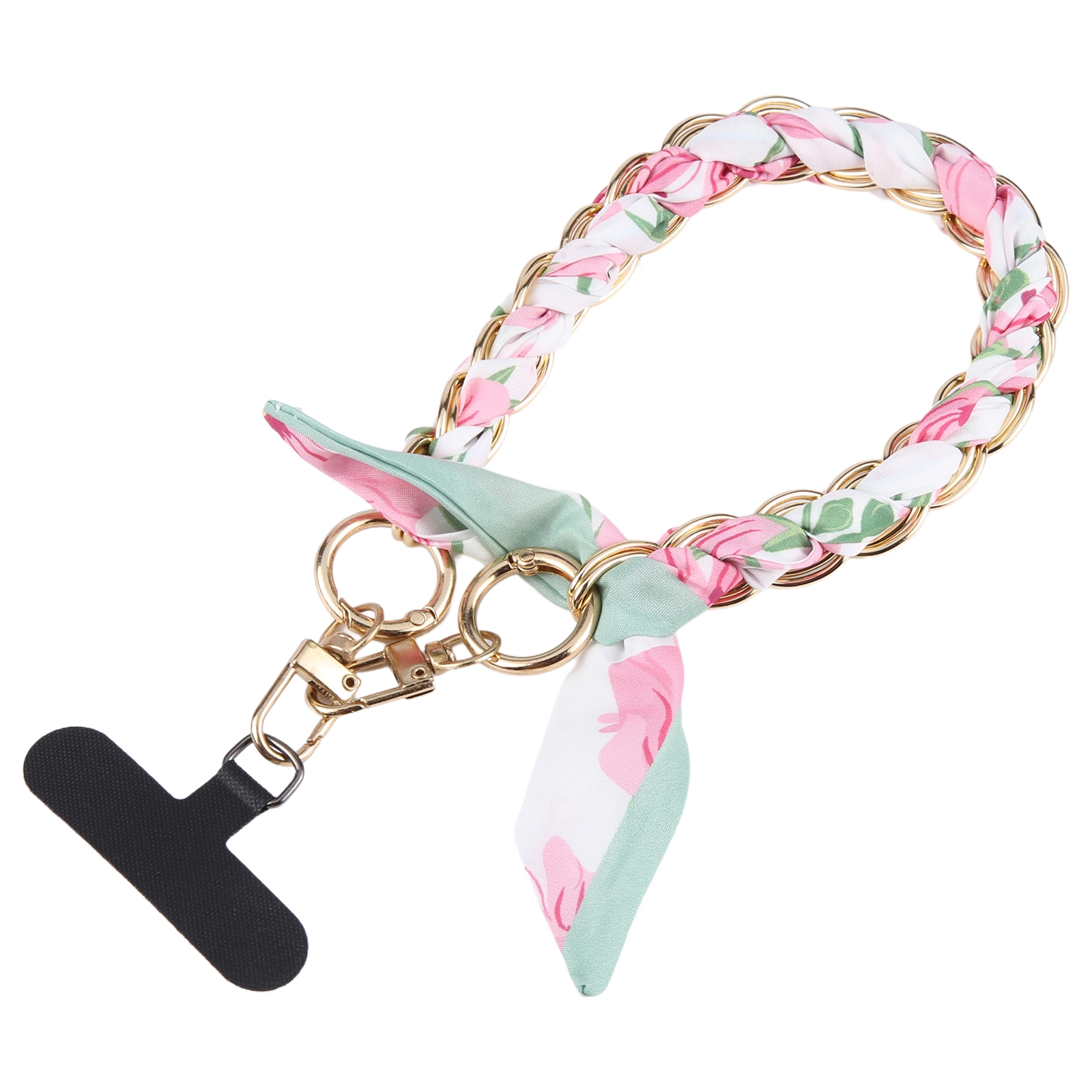 Mobile Phone Anti-lost Silk Scarf Short Lanyard(Green Pink) - Shopkiz.com