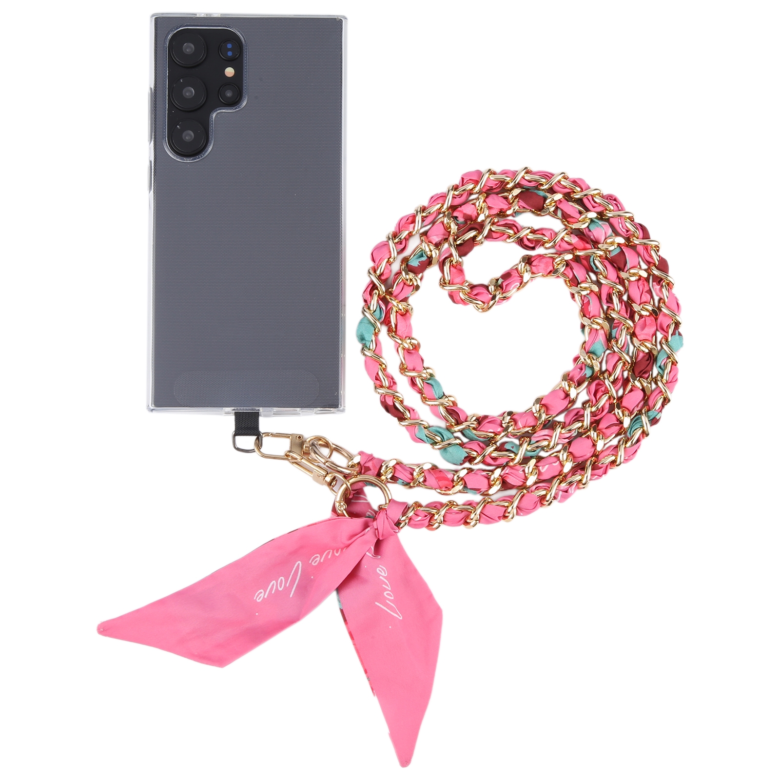 Mobile Phone Anti-lost Silk Scarf Full Coverage Long Lanyard(Rose Red) - Shopkiz.com