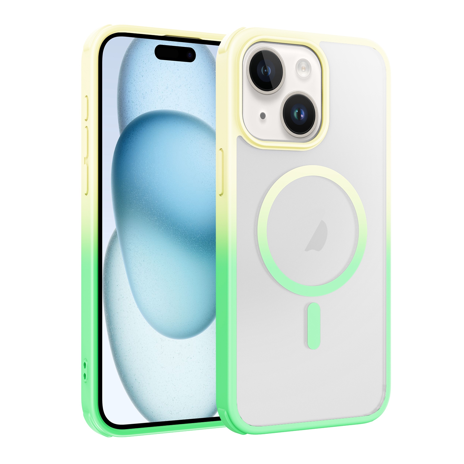 For iPhone 15 Plus Colorful MagSafe PC + TPU Phone Case(Fruit Green) - Shopkiz.com
