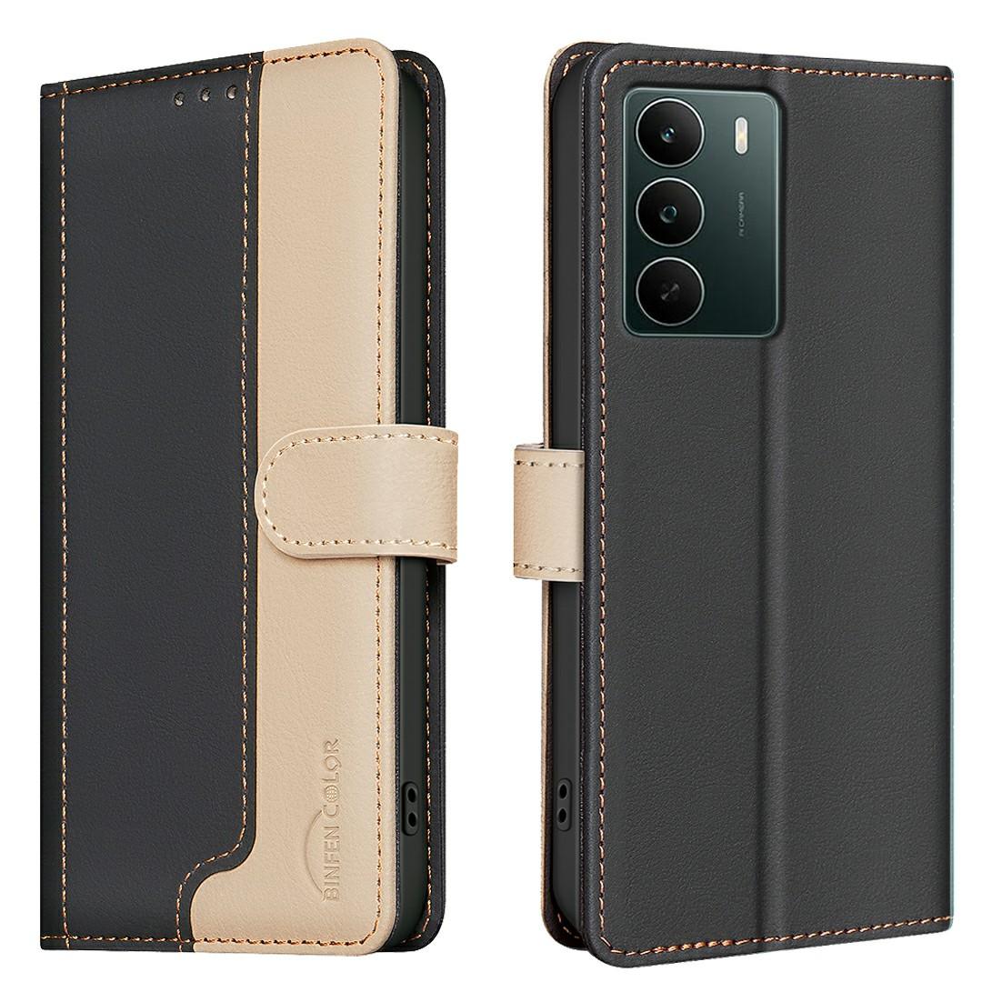 For Realme C71 4G Global Color Matching RFID Anti-theft Leather Phone Case(Black)