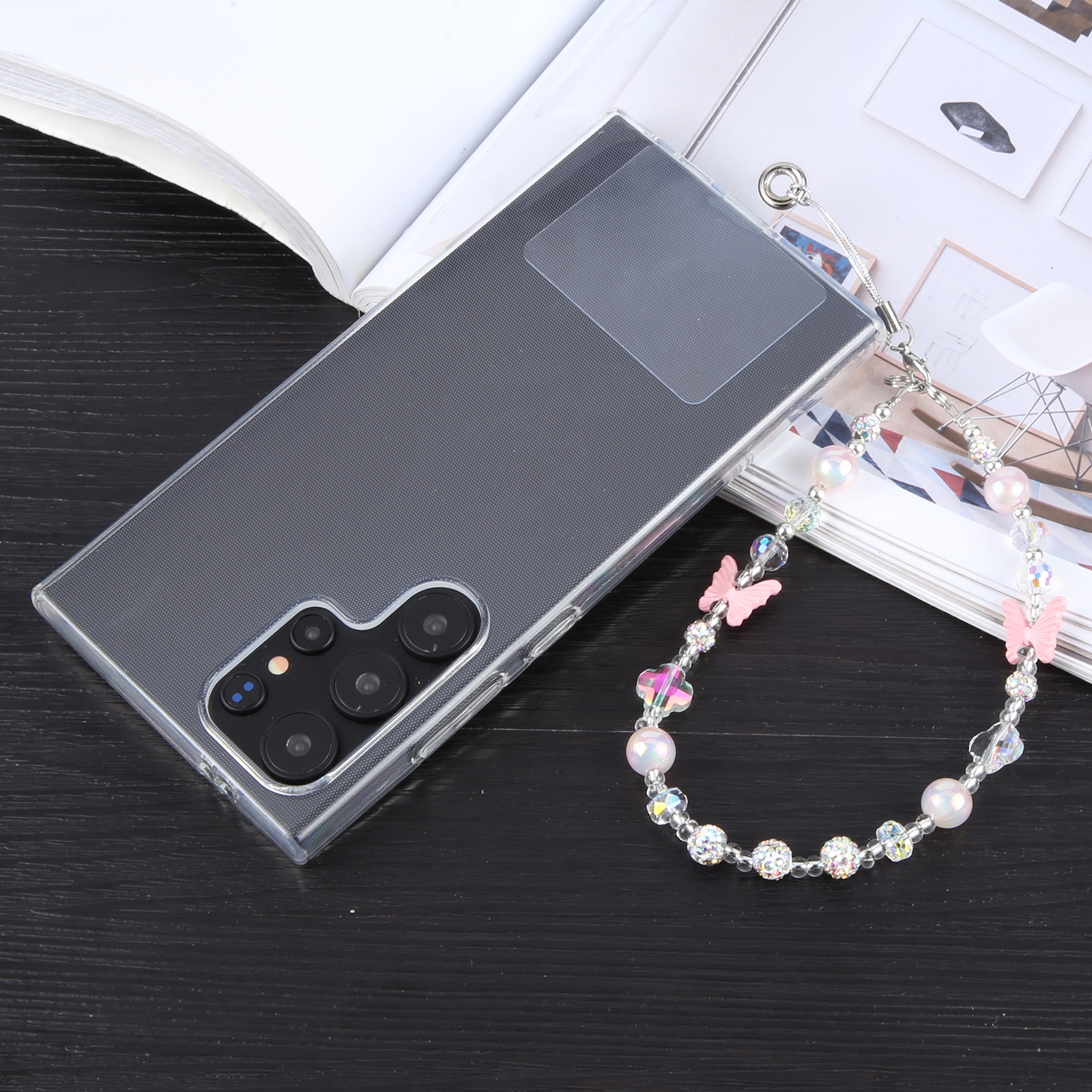 Butterfly Bead Chain Anti-lost Phone Short Lanyard(Pink) - Shopkiz.com