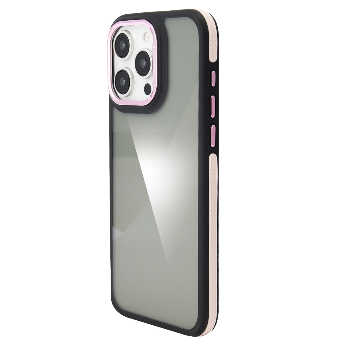 For iPhone 14 Pro Max Gold Shield 3 in 1 Phone Case(Pink) - Shopkiz.com
