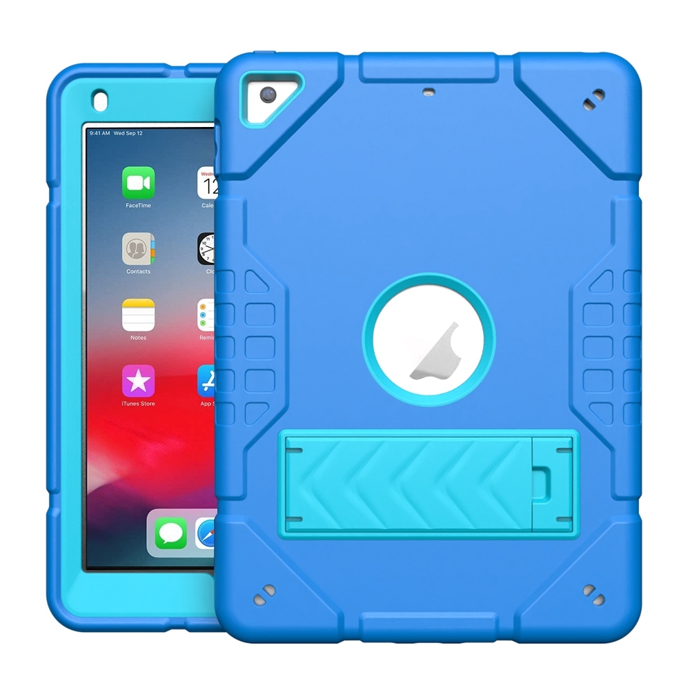 For iPad 9.7 2018 / Air / Air 2 Armor Holder Silicone Hybrid PC Tablet Case(Blue) - Shopkiz.com