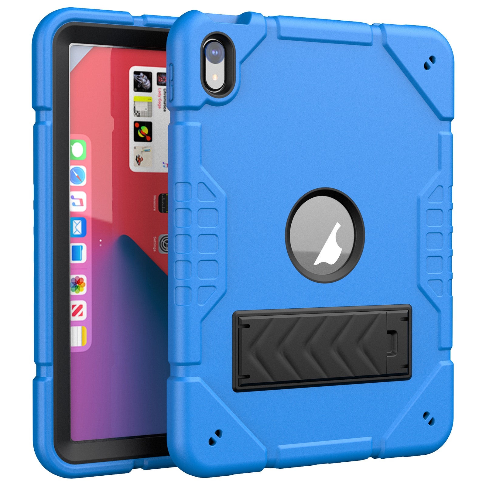 For iPad 2025 / 2022 Armor Holder Silicone Hybrid PC Tablet Case(Blue) - Shopkiz.com